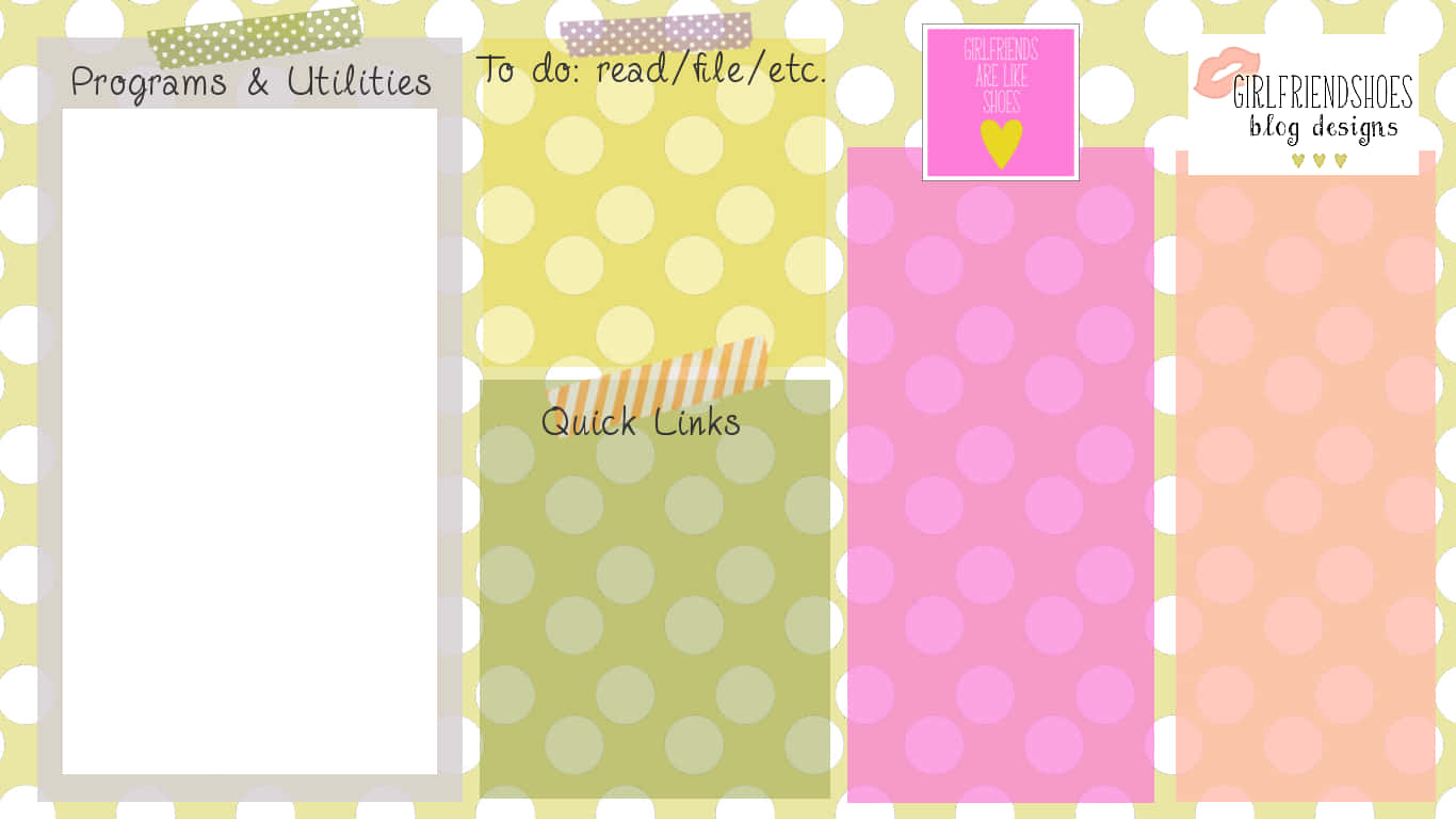 cute multi colored desktop organizer, polka dot sections, programs, HD Desktop Wallpaper