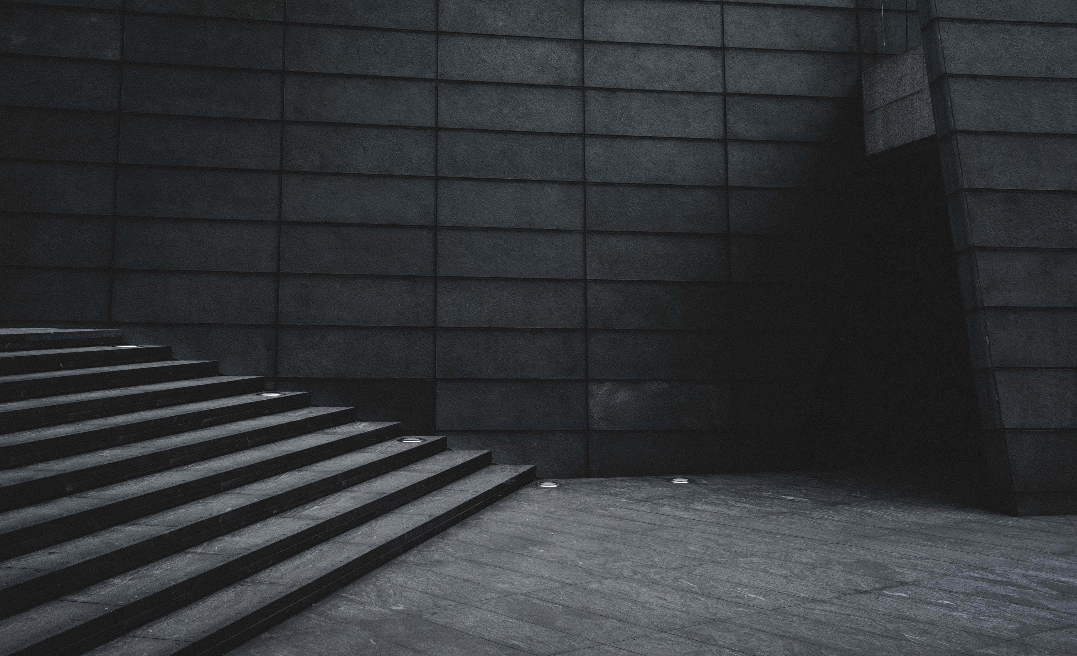 Desolate, black, stair, 2K Desktop Wallpaper