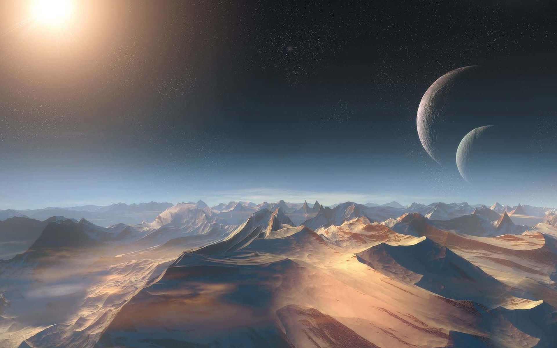 Desolate, desert planets, jagged mountains, Full HD Desktop Wallpaper
