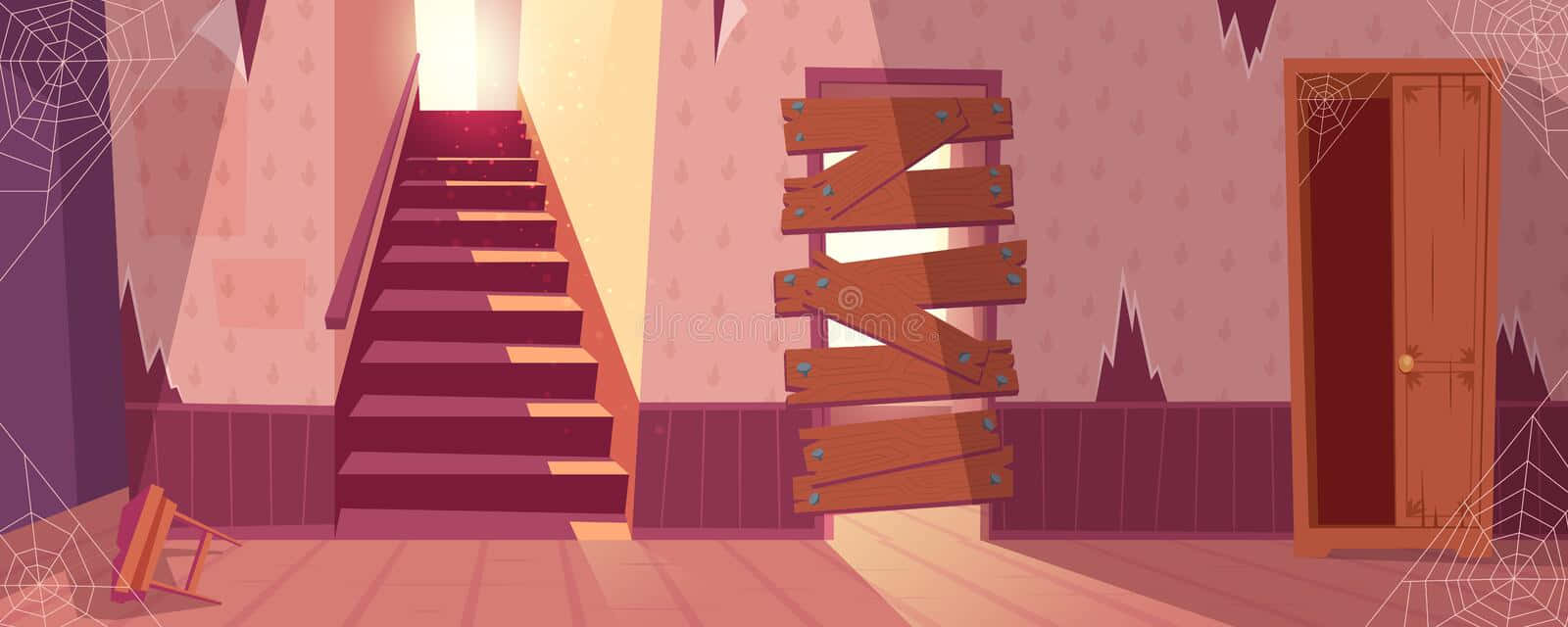 Desolate, cartoon basement, spooky cartoon hallway, HD Desktop Wallpaper