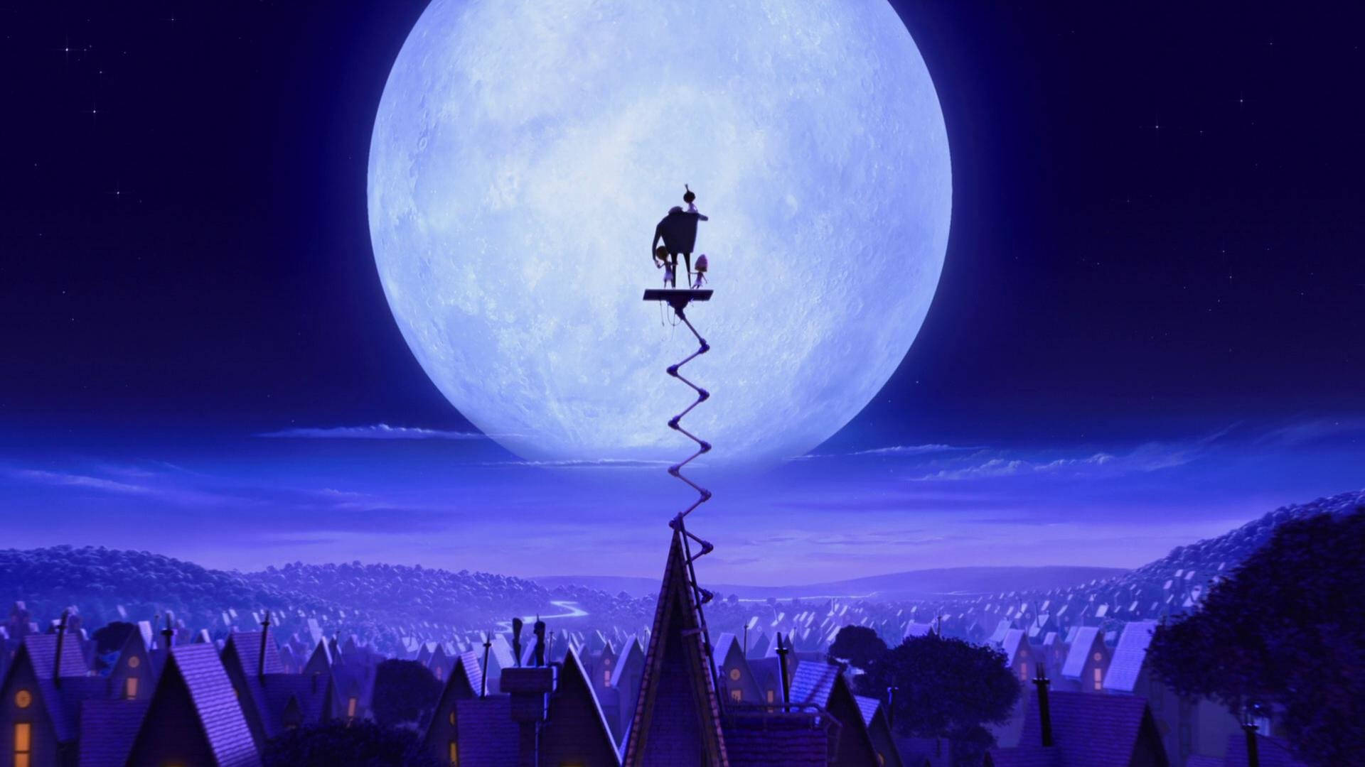Despicable Me, moon, silhouette, Full HD Desktop Wallpaper