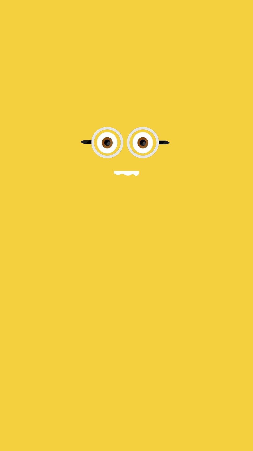 Minion, yellow background, large round eyes, Full HD Phone Wallpaper
