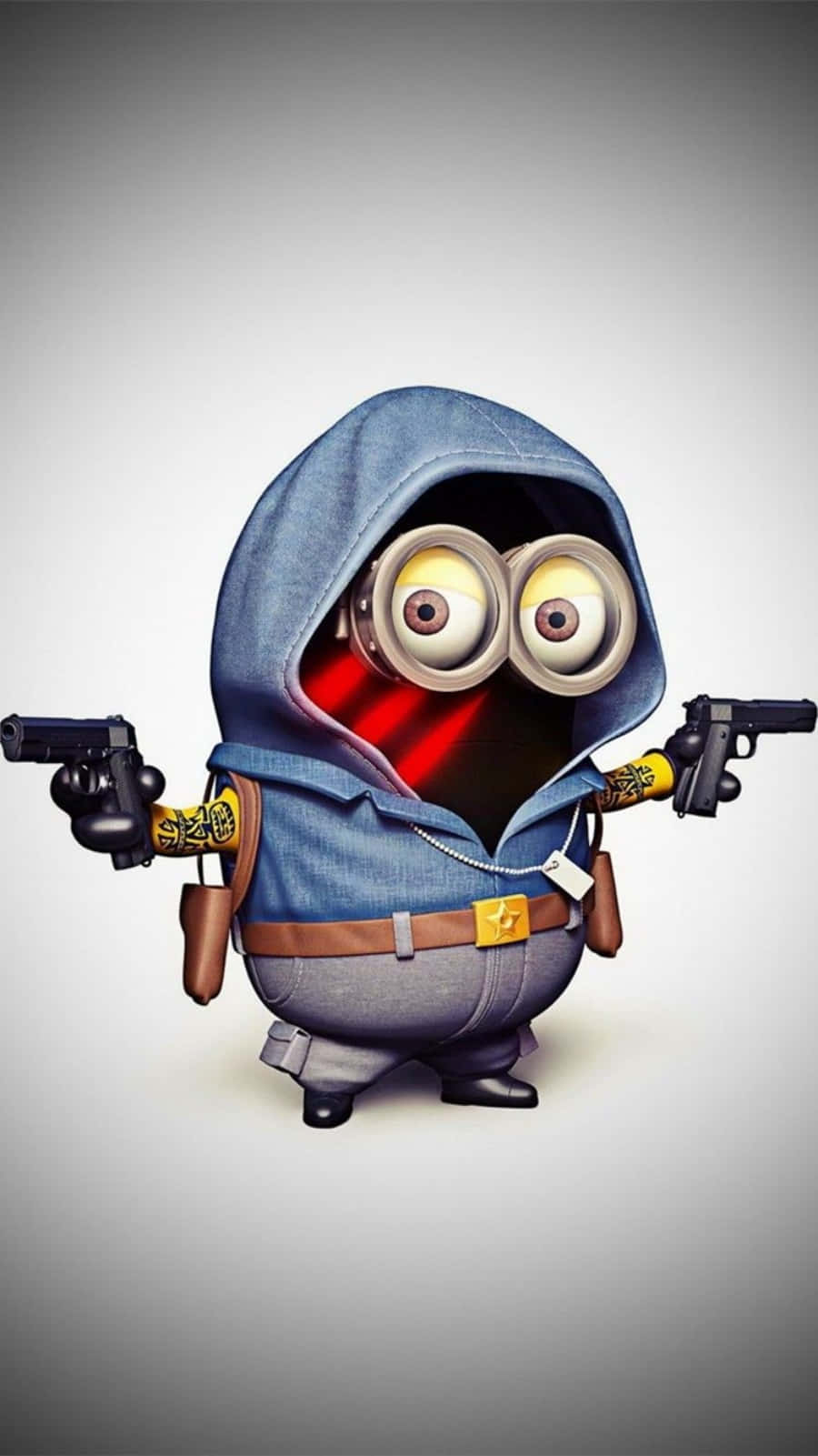 Despicable Me Minion, denim hoodie, glowing red eyes, HD Phone Wallpaper