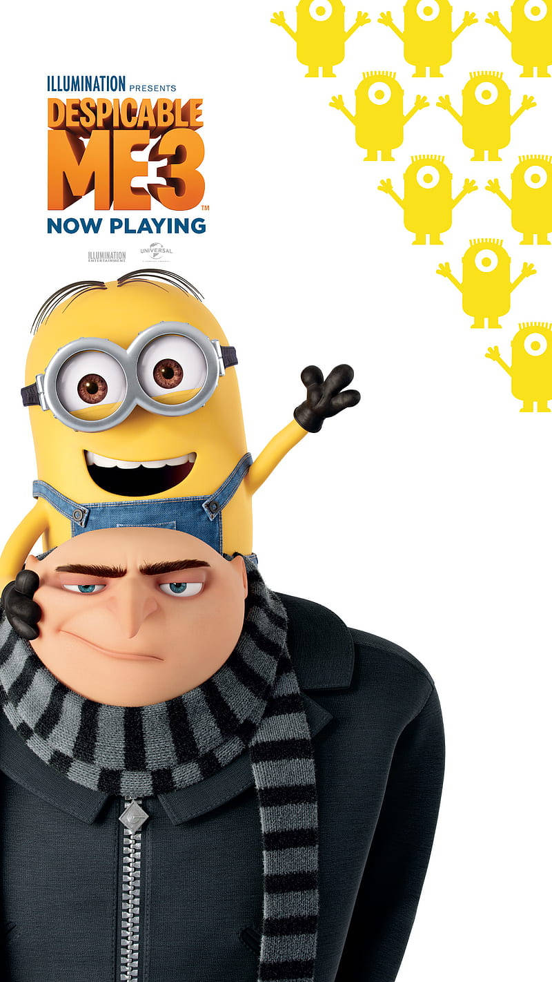 Despicable Me 3, yellow minion, striped scarf, HD Phone Wallpaper