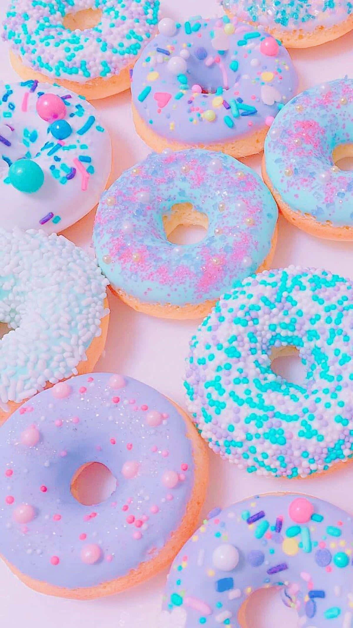 Dessert iPhone, pastel-colored donuts, glittery sprinkles, Full HD Phone Wallpaper