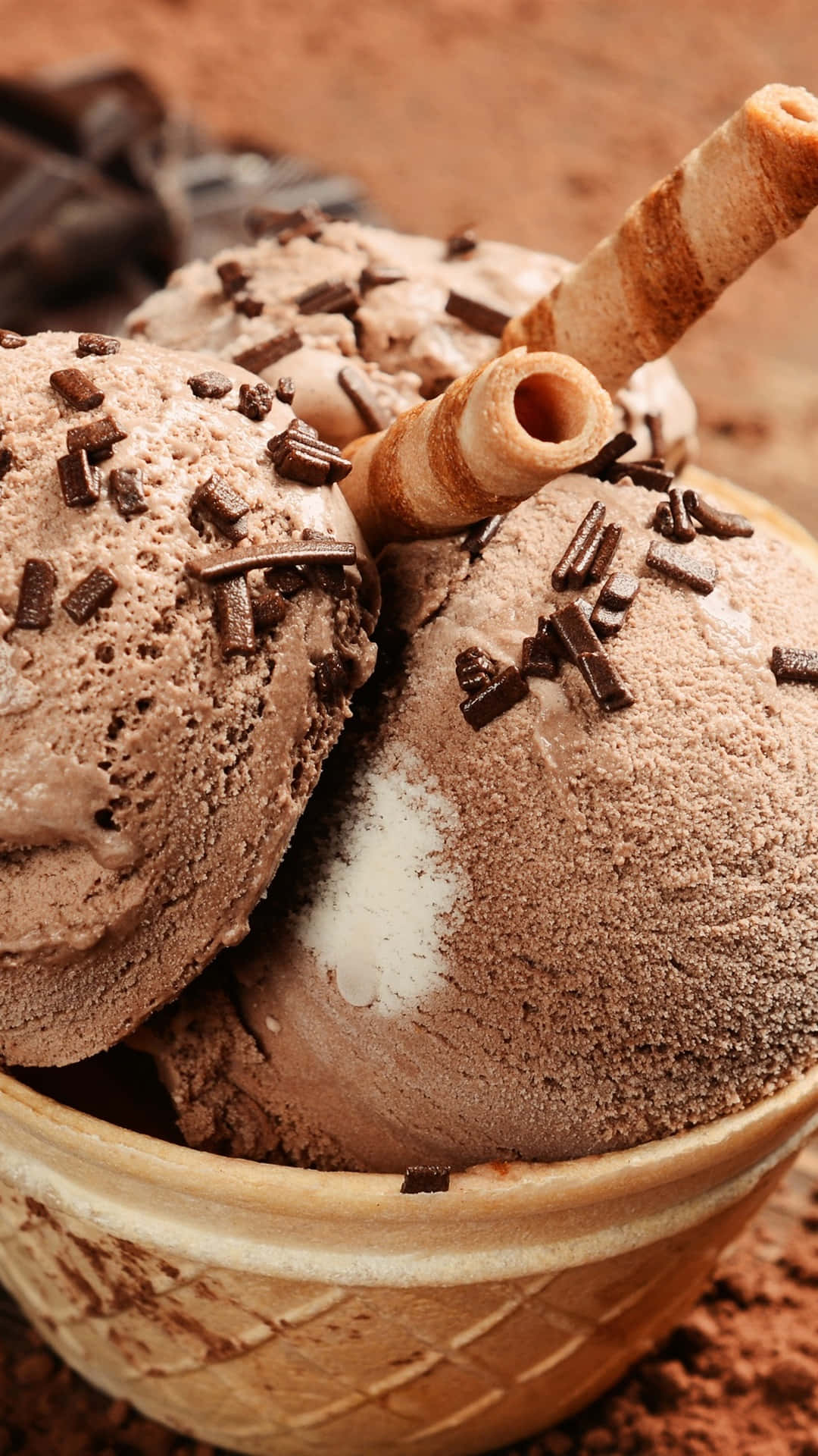 dessert iPhone, chocolate ice cream, chocolate shavings, Full HD Phone Wallpaper