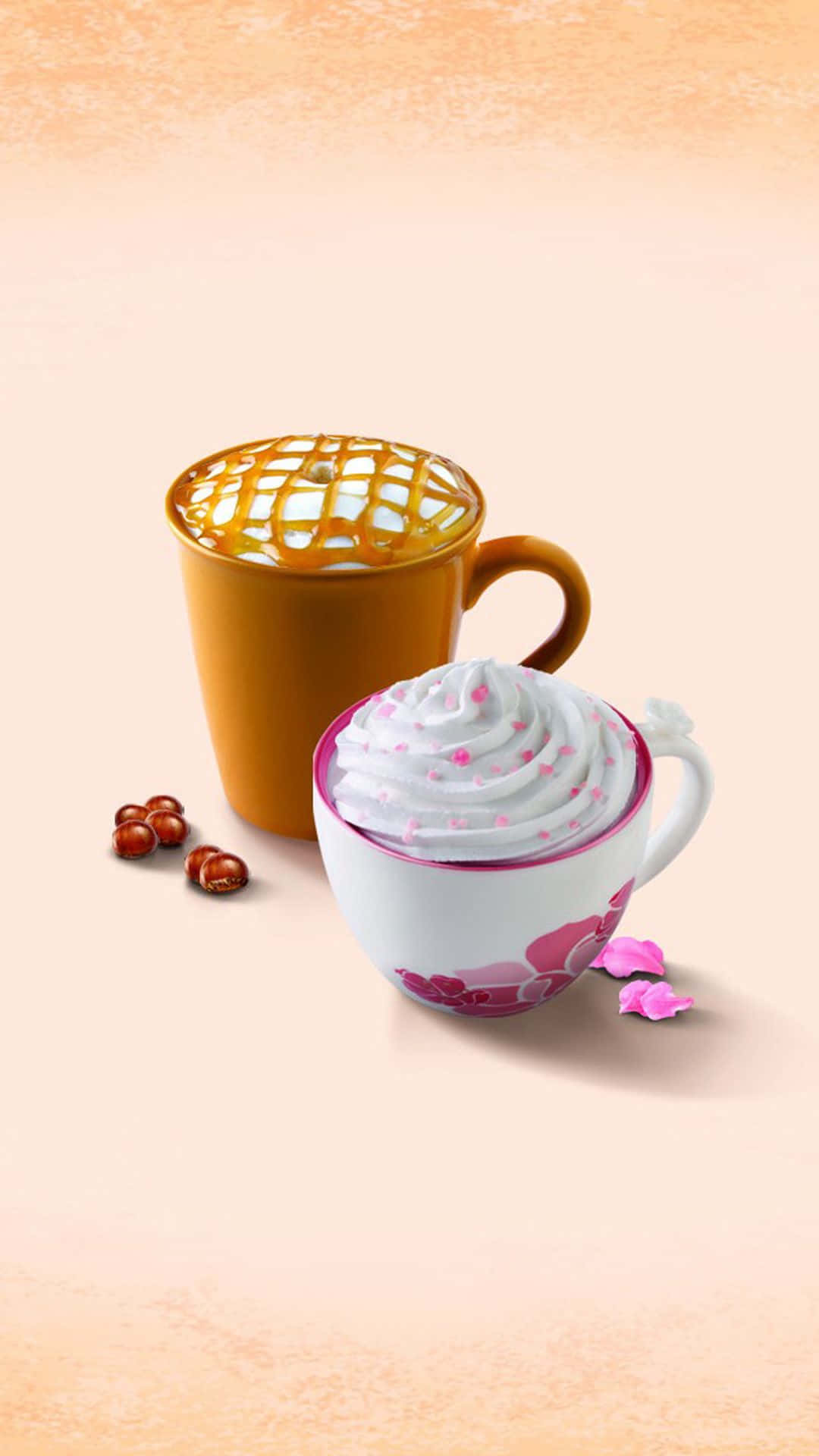 dessert iPhone, creamy coffee drinks, caramel drizzle, Full HD Phone Wallpaper