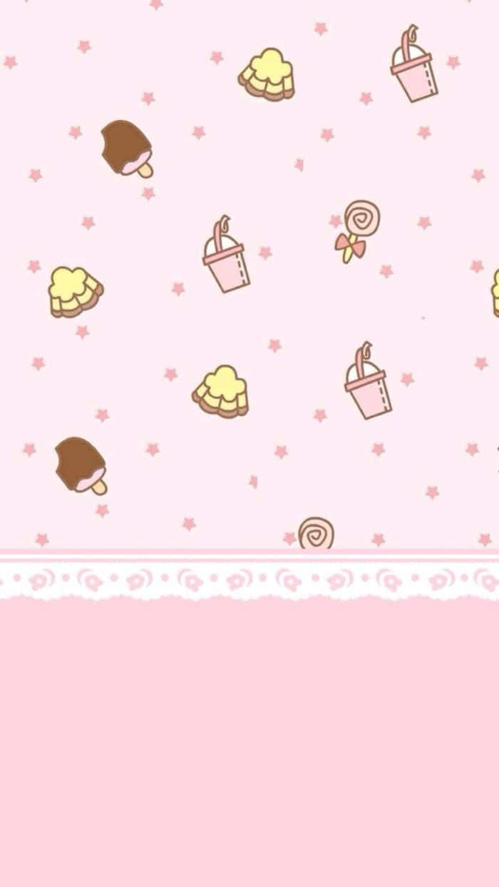 kawaii pastel, pastel pink, floating desserts, SD Phone Wallpaper