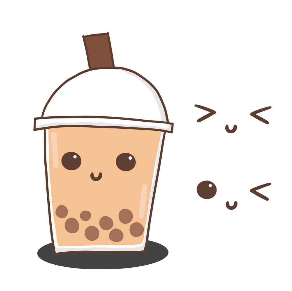 boba tea, kawaii faces, cartoon bubble tea cup, SD Desktop Wallpaper