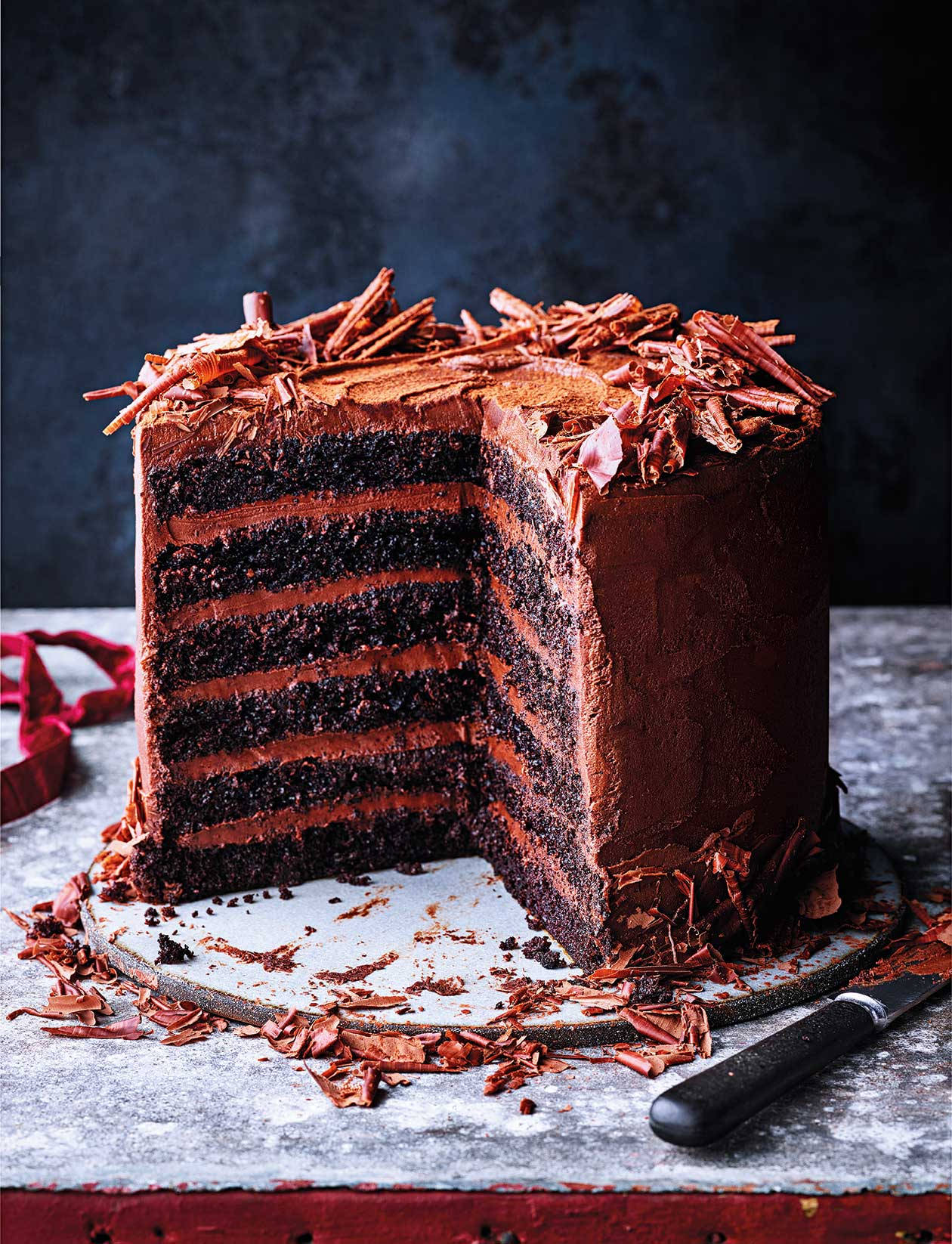 six layer chocolate cake, rustic metal plate, rich frosting, HD Phone Wallpaper