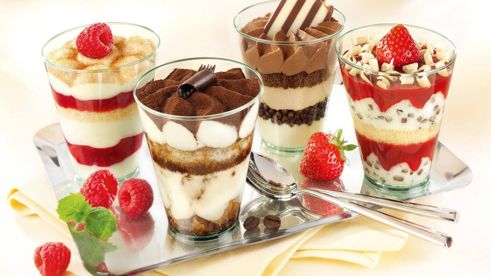 chocolate strawberry pudding dessert, tiramisu, strawberries, Full HD Desktop Wallpaper