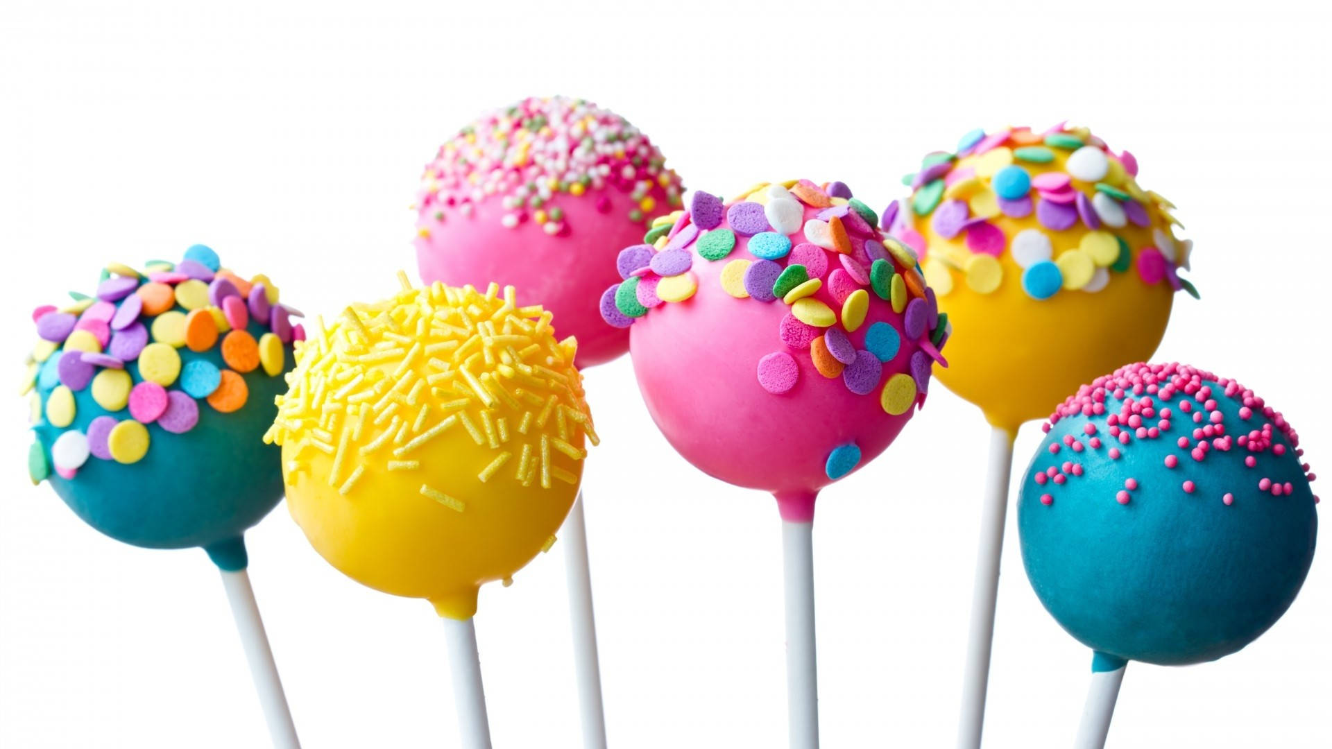 cake pops, pink, yellow, Full HD Desktop Wallpaper