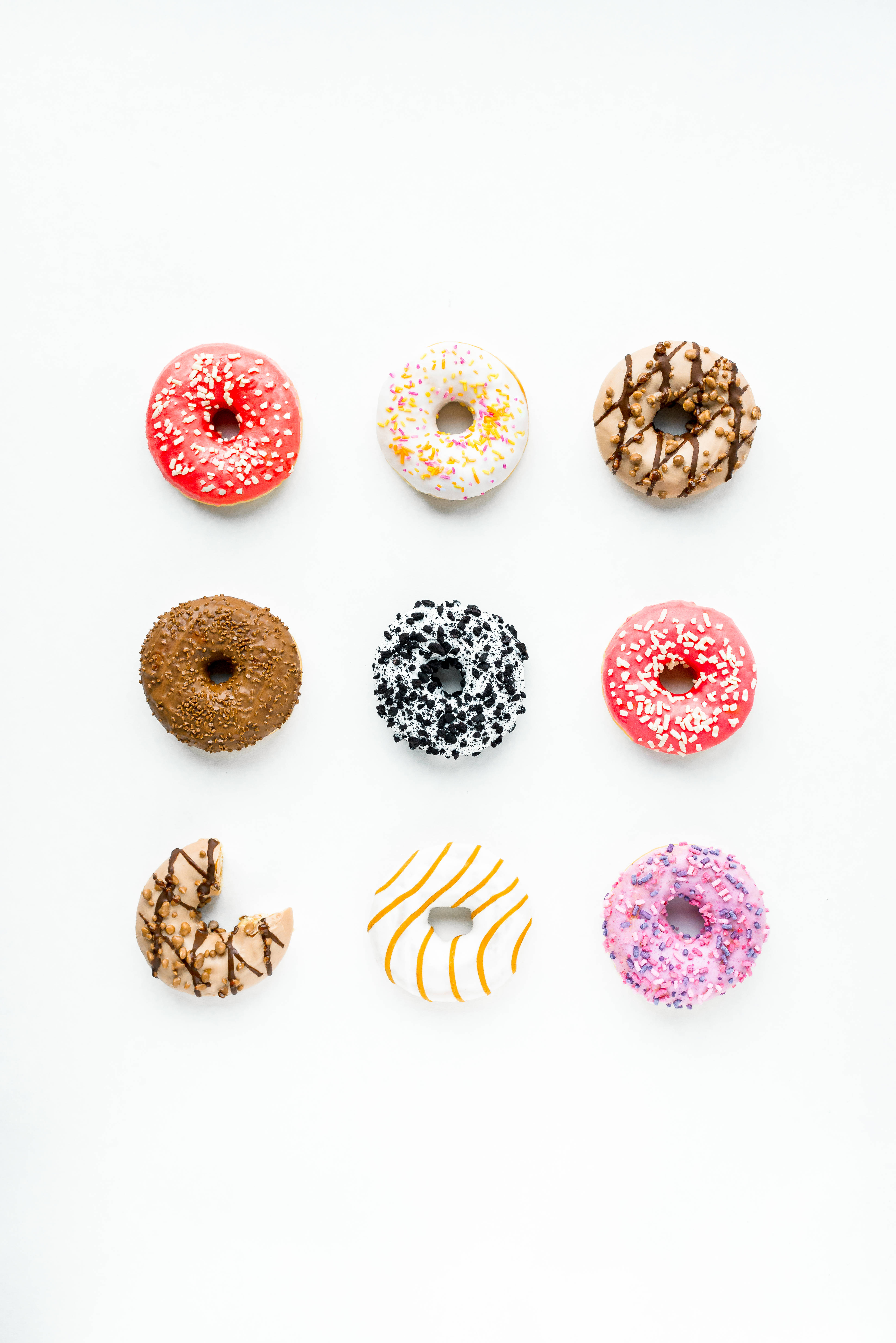 assorted doughnuts, colorful donuts, glazes, 5K Phone Wallpaper