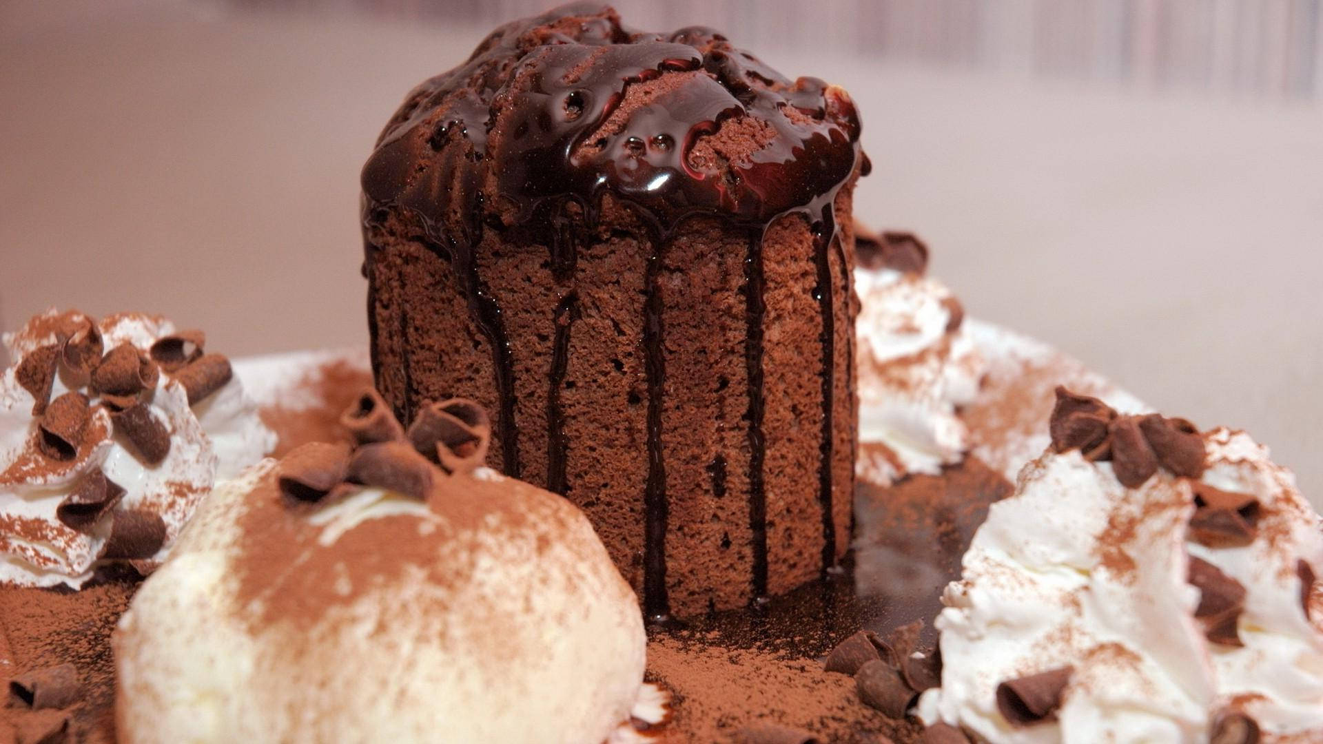 chocolate cake, glossy ganache drips, whipped cream, Full HD Desktop Wallpaper