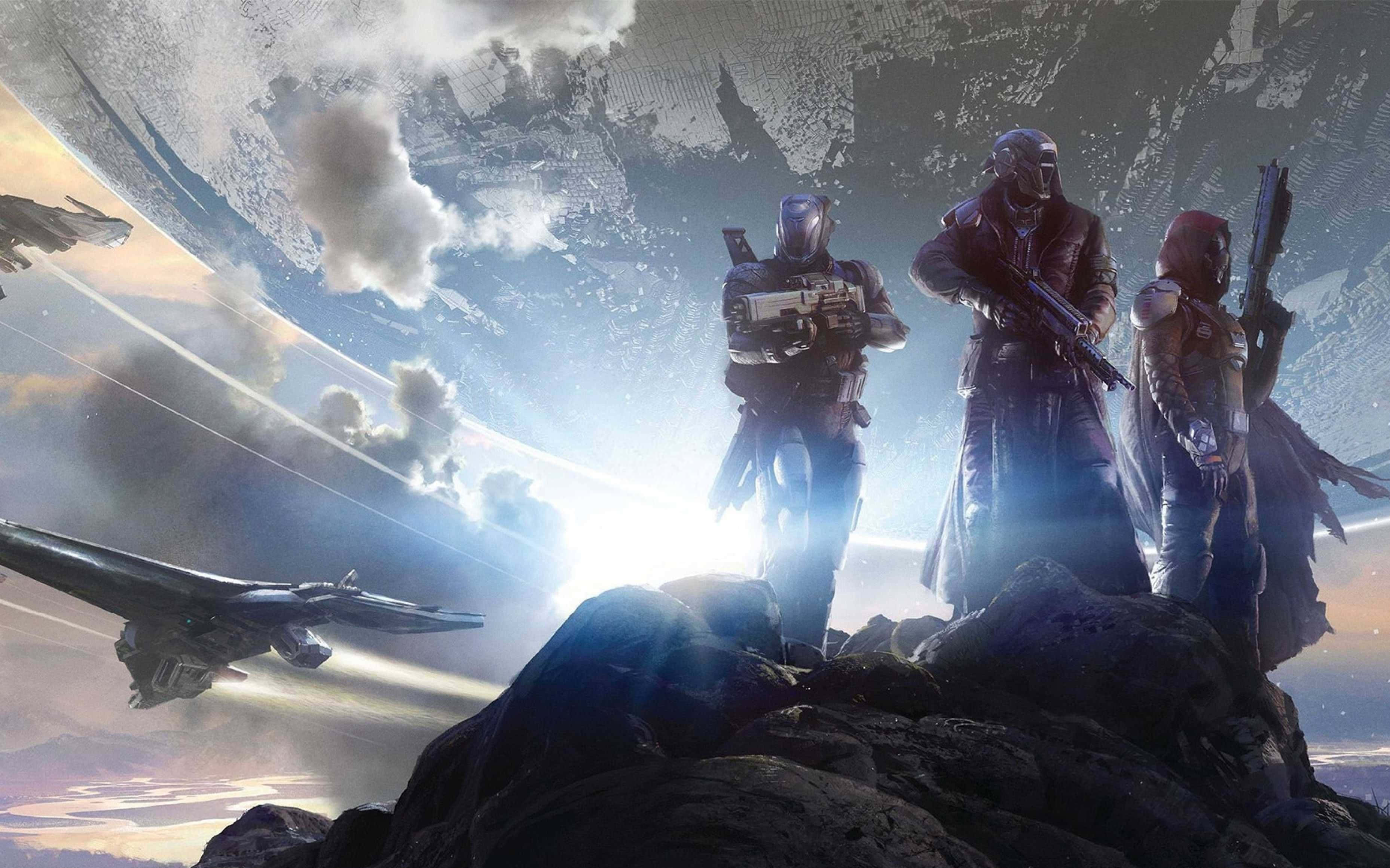 Destiny 2, Hunter, rocky outcrop, 2K Desktop Wallpaper