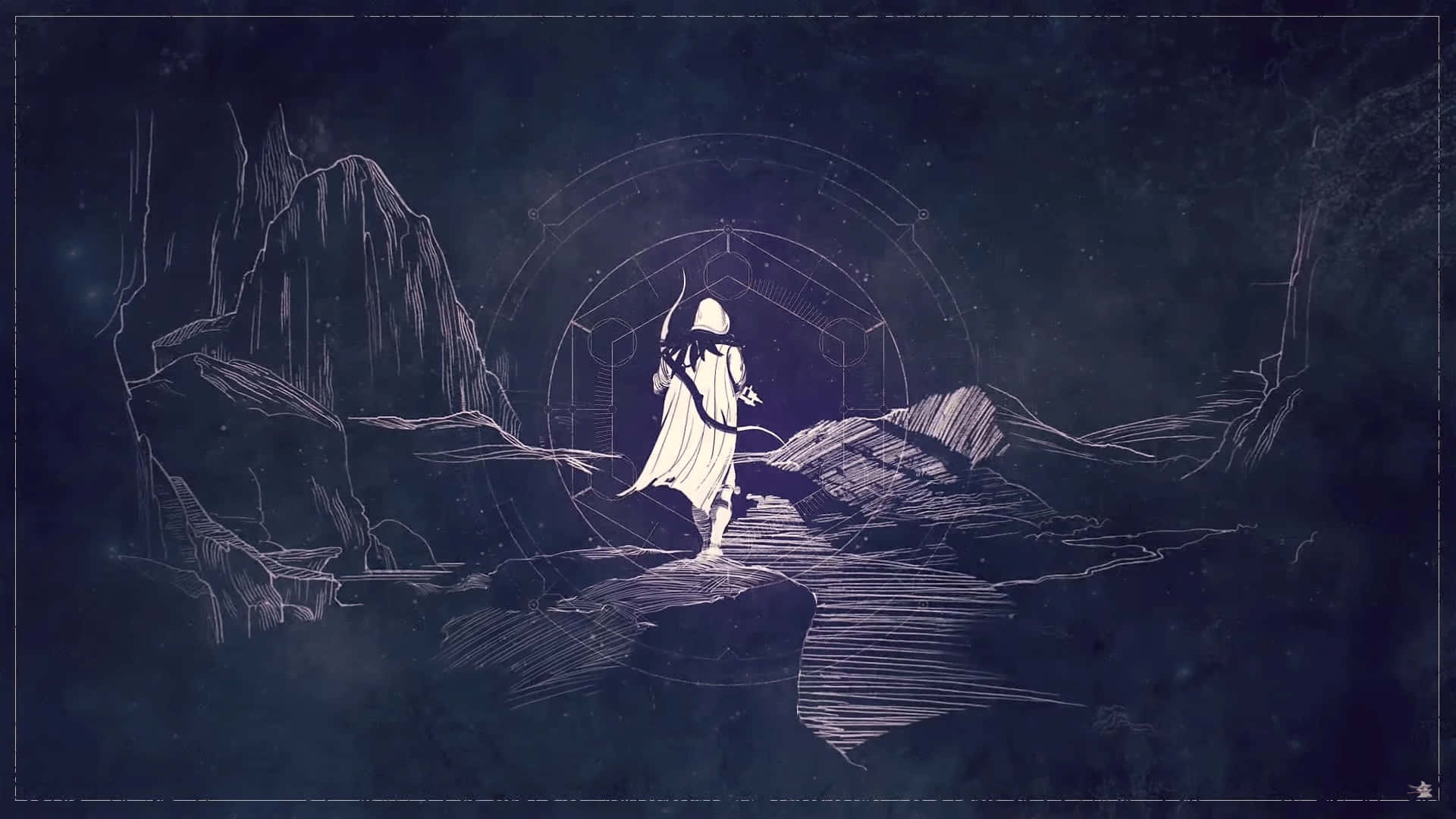 Destiny 2 Hunter, hooded figure, rocky outcrop, Full HD Desktop Wallpaper