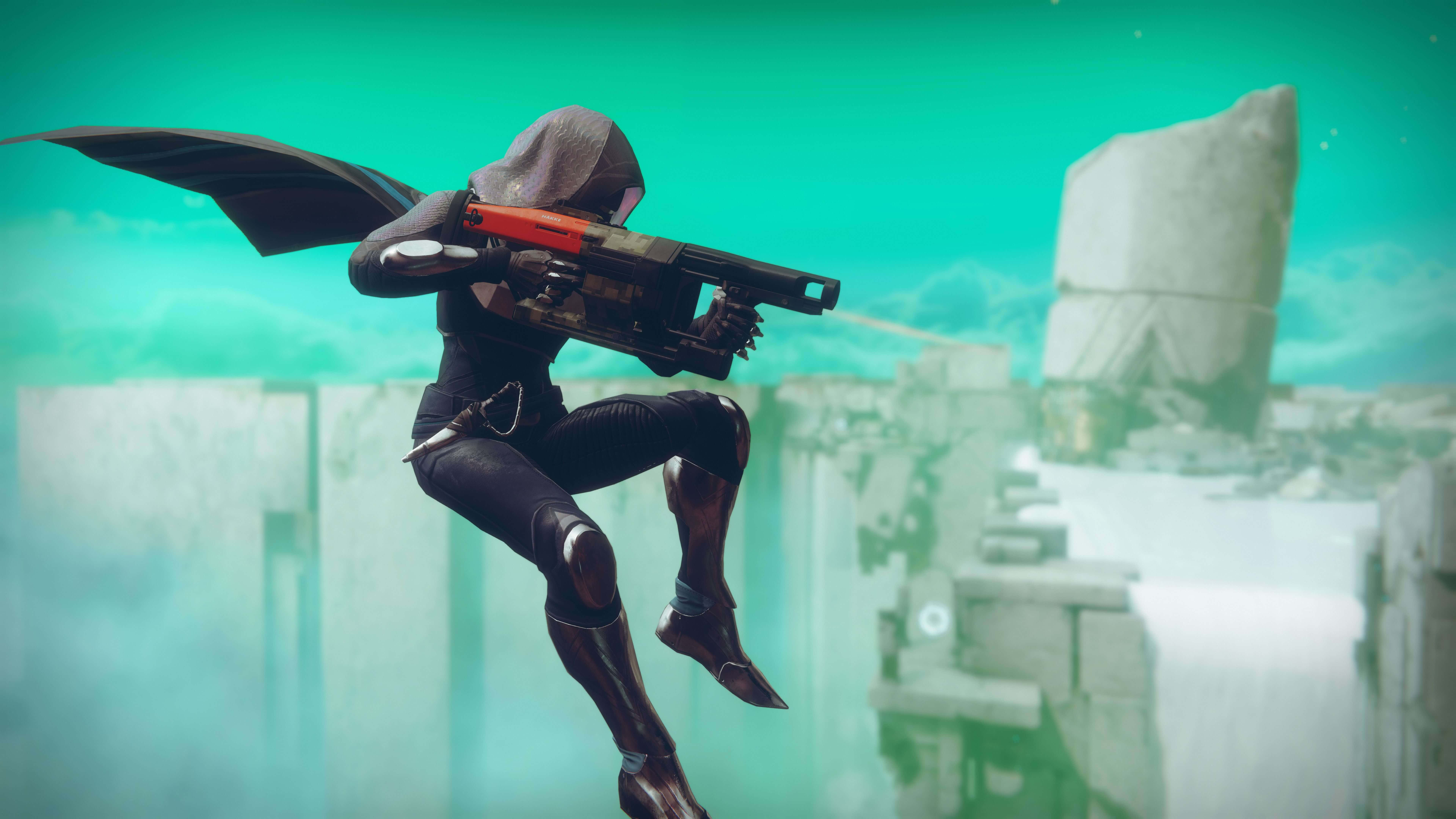Destiny 2 Hunter, hooded figure, bat-like wings, 8K Desktop Wallpaper