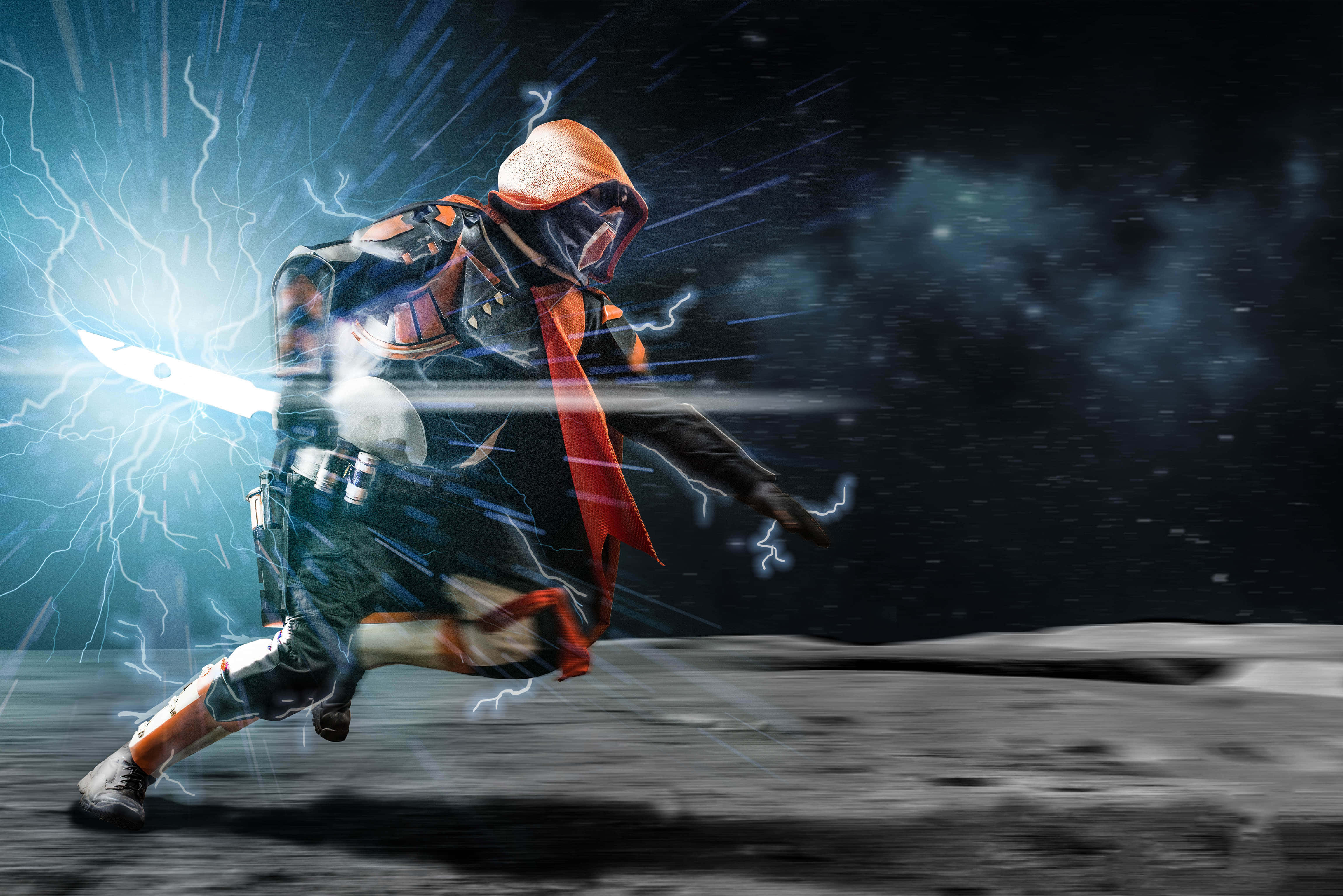 Destiny 2, Hunter, orange and black armor, 4K Desktop Wallpaper