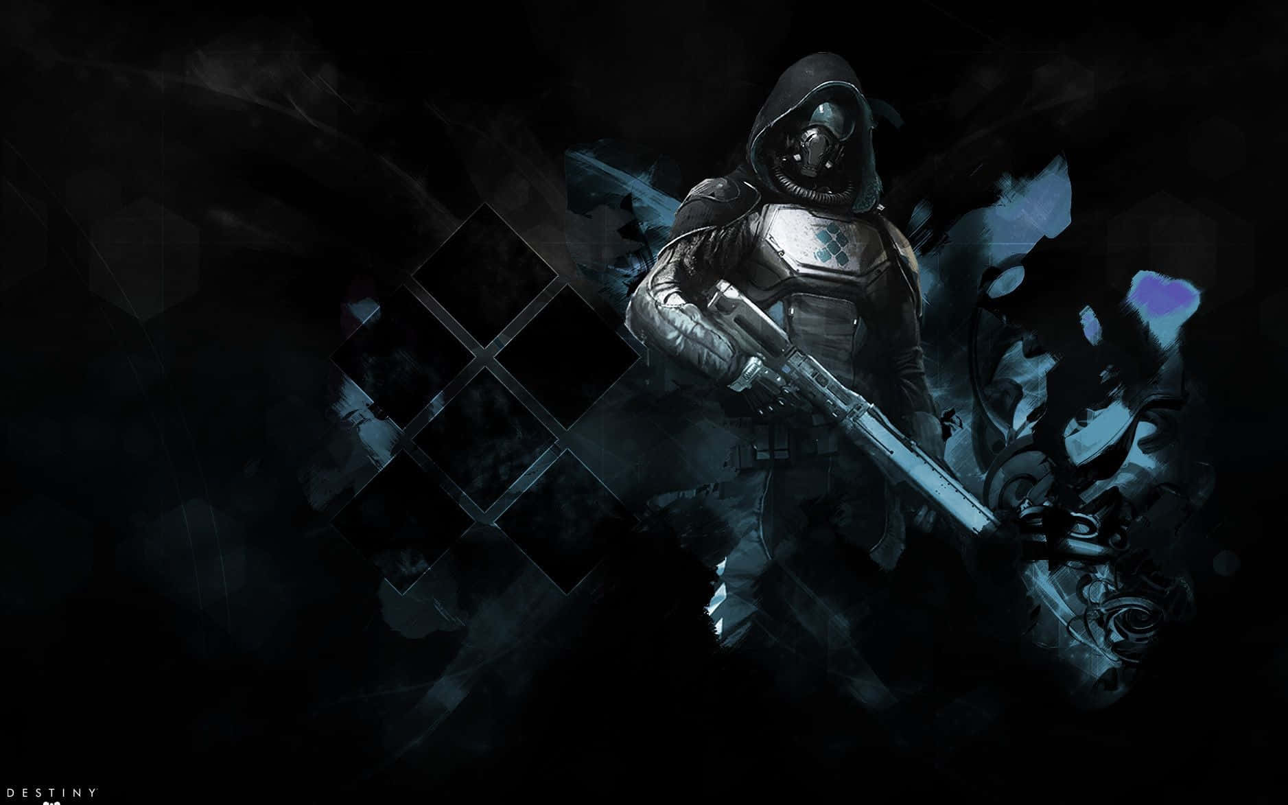 Destiny 2 Hunter, futuristic rifle, glowing blue accents, HD Desktop Wallpaper