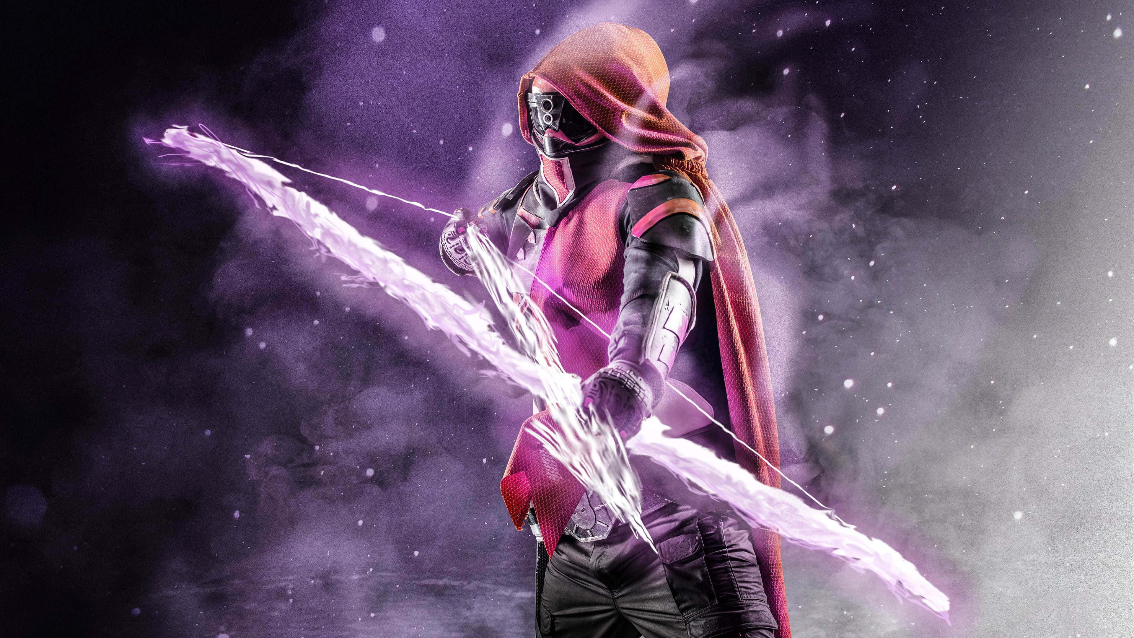 Destiny 2, Hunter, glowing purple energy bow, 4K Desktop Wallpaper