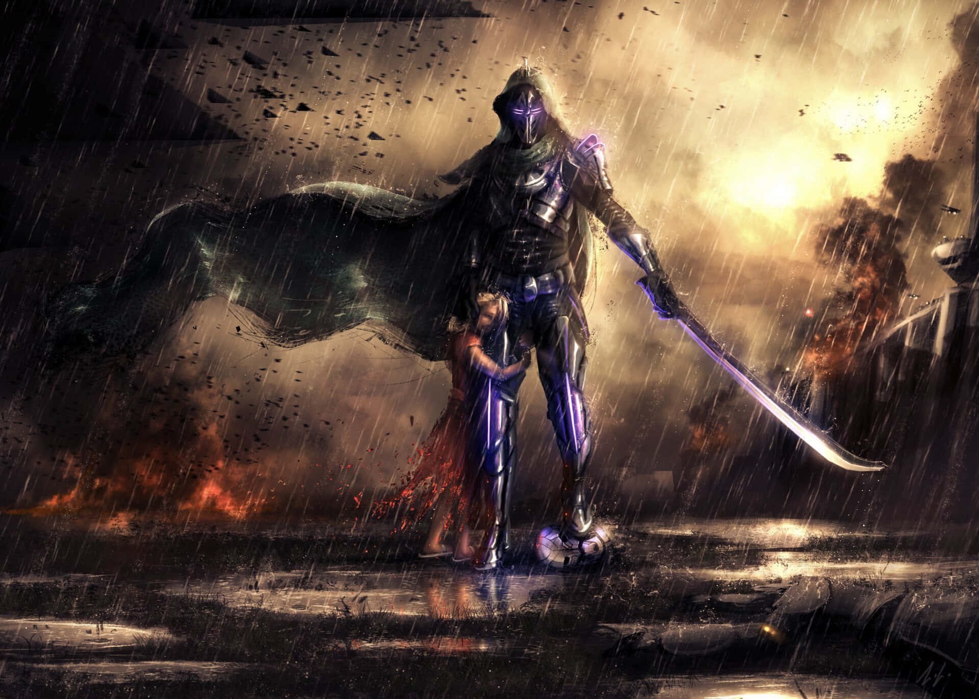 Destiny 2, Hunter, purple armor, Full HD Desktop Wallpaper