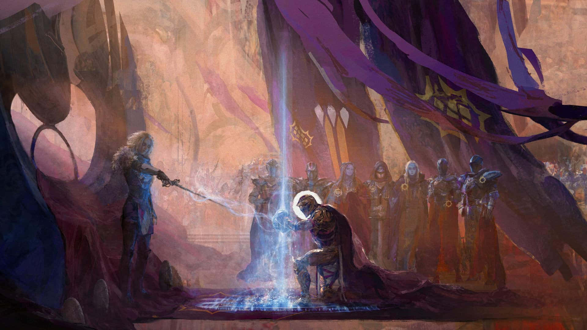 Destiny 2 Lightfall, blue energy, cavernous hall, Full HD Desktop Wallpaper