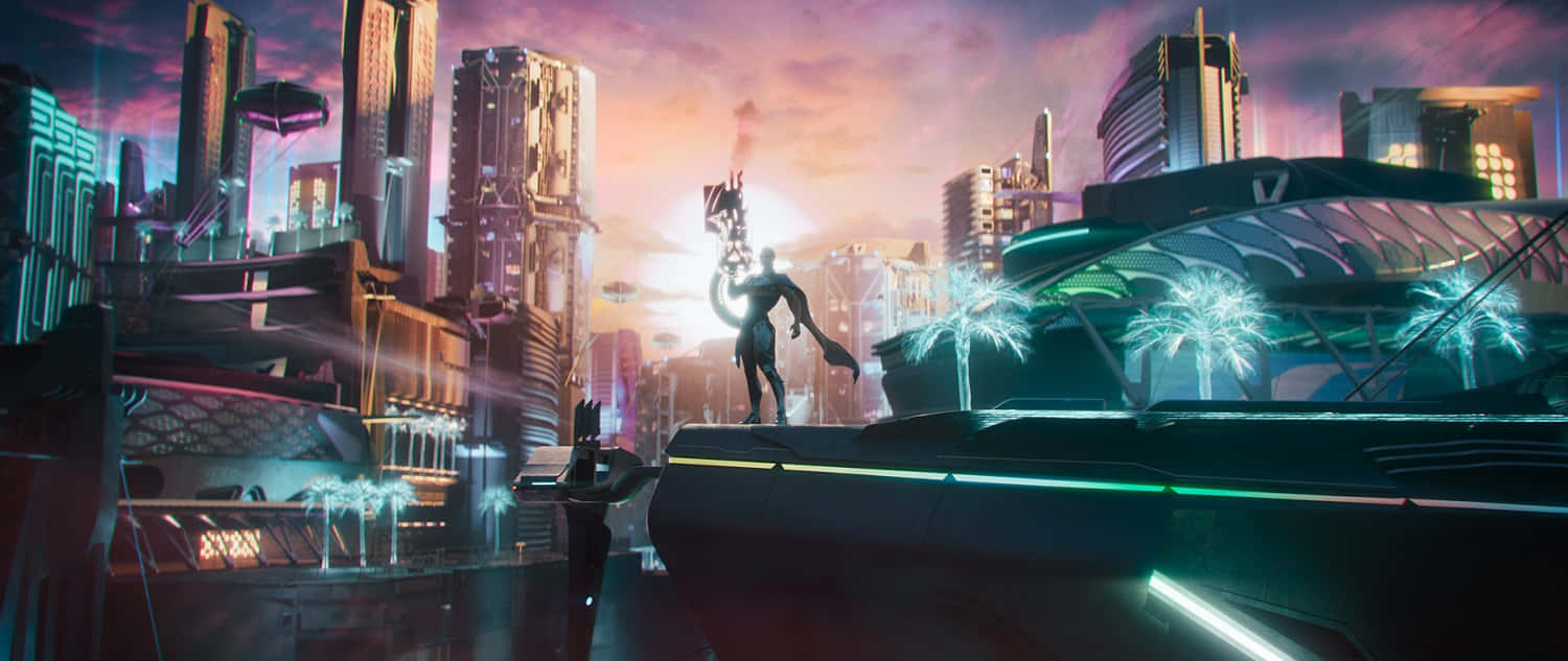 Destiny 2 Lightfall, cyberpunk cityscape, glowing futuristic rooftop, HD Desktop Wallpaper