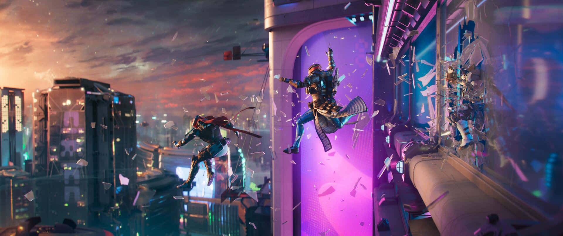 Destiny 2 Lightfall, armored warriors, shattered glass wall, Full HD Desktop Wallpaper