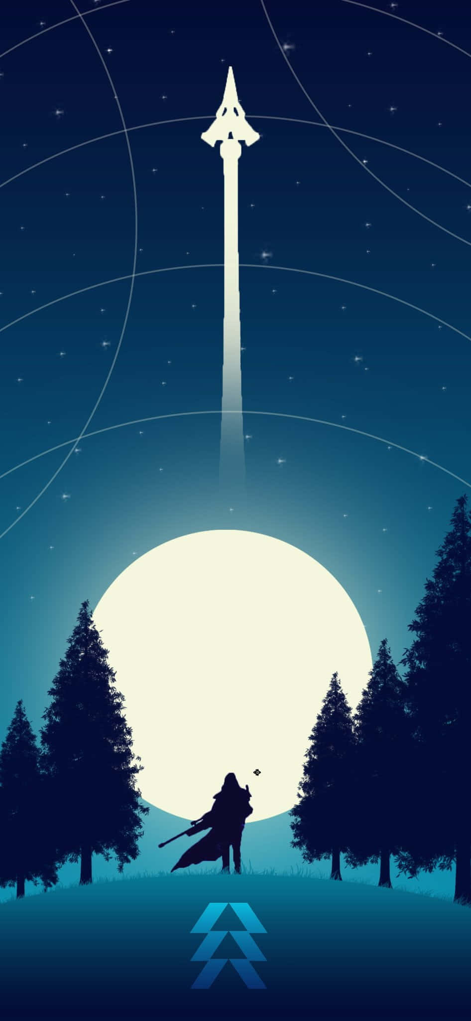 Destiny 2, lone warrior, glowing moon, Full HD Phone Wallpaper
