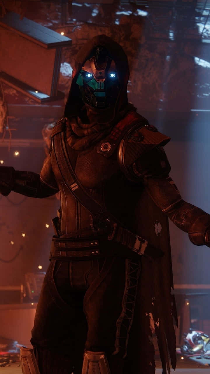 Destiny 2, hooded armored figure, glowing blue eyes, HD Phone Wallpaper