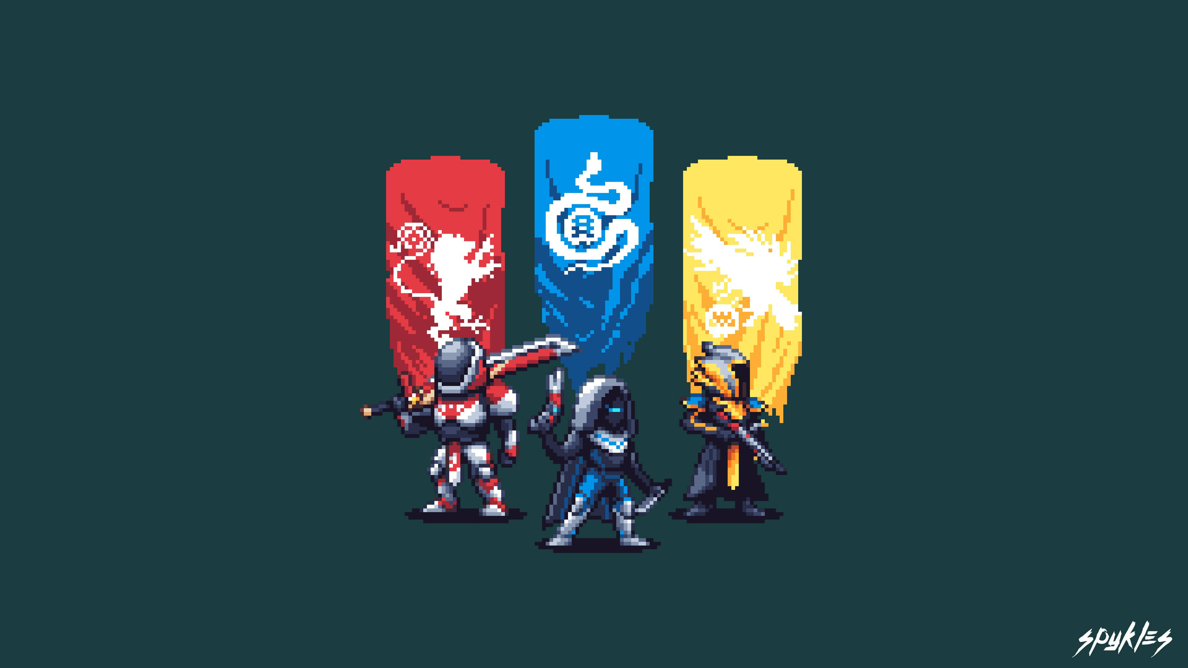 Destiny 2, Shadowkeep, pixel-art knights, 4K Desktop Wallpaper