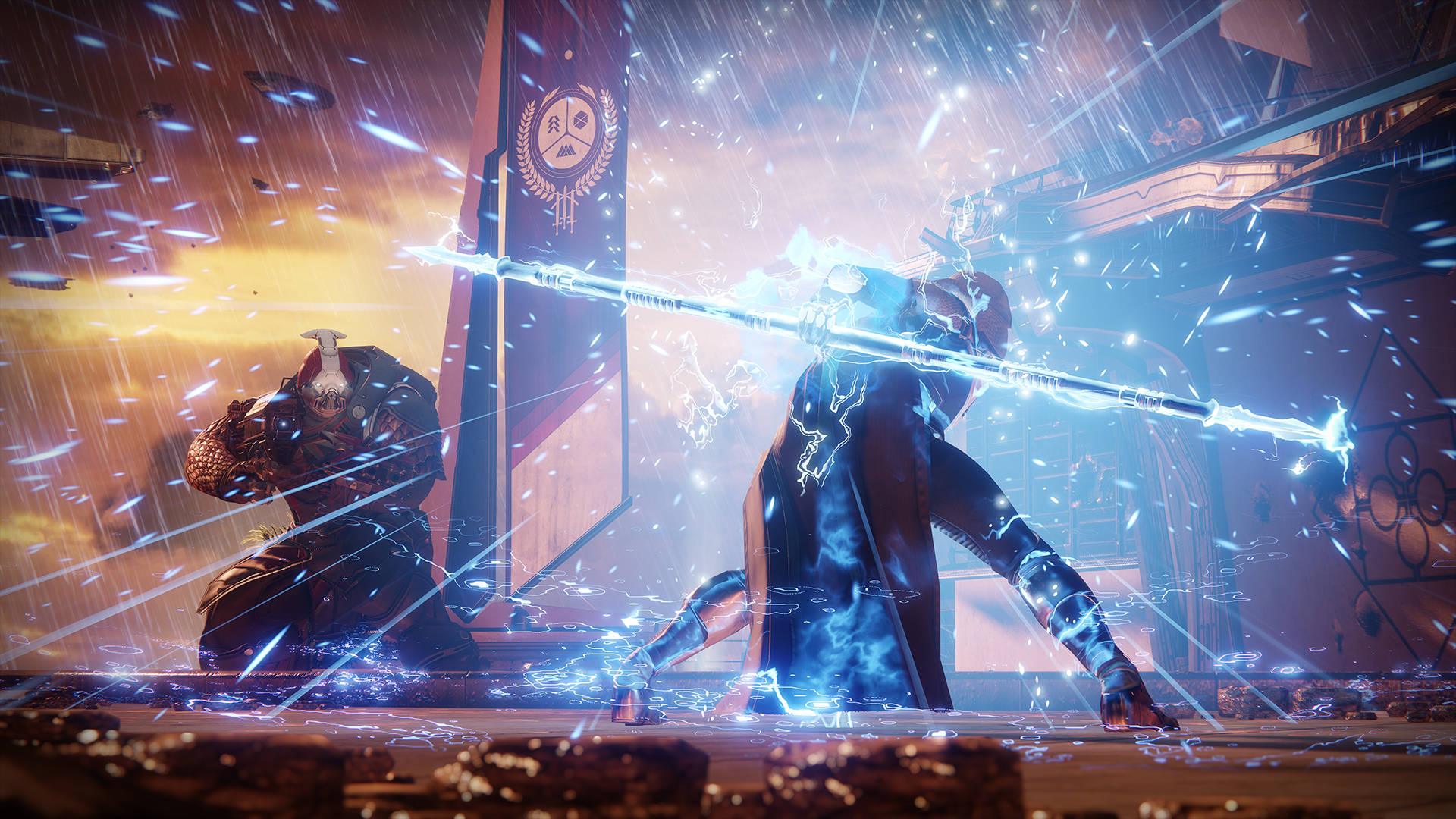 Destiny 2 Shadowkeep, free core gameplay, rain-soaked futuristic arena, Full HD Desktop Wallpaper