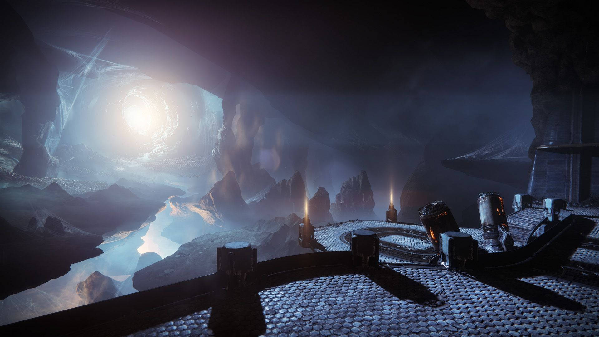 Destiny 2 Shadowkeep, futuristic observatory, glowing alien canyon, Full HD Desktop Wallpaper