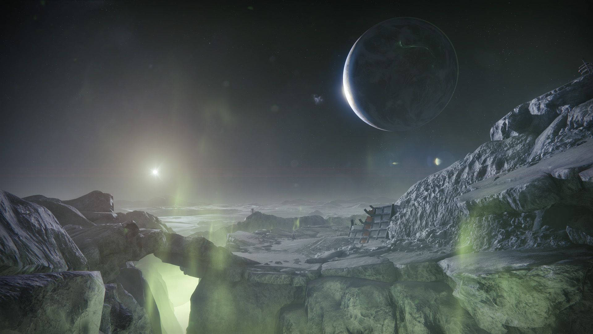 Destiny 2 Shadowkeep, mountain, moon, Full HD Desktop Wallpaper