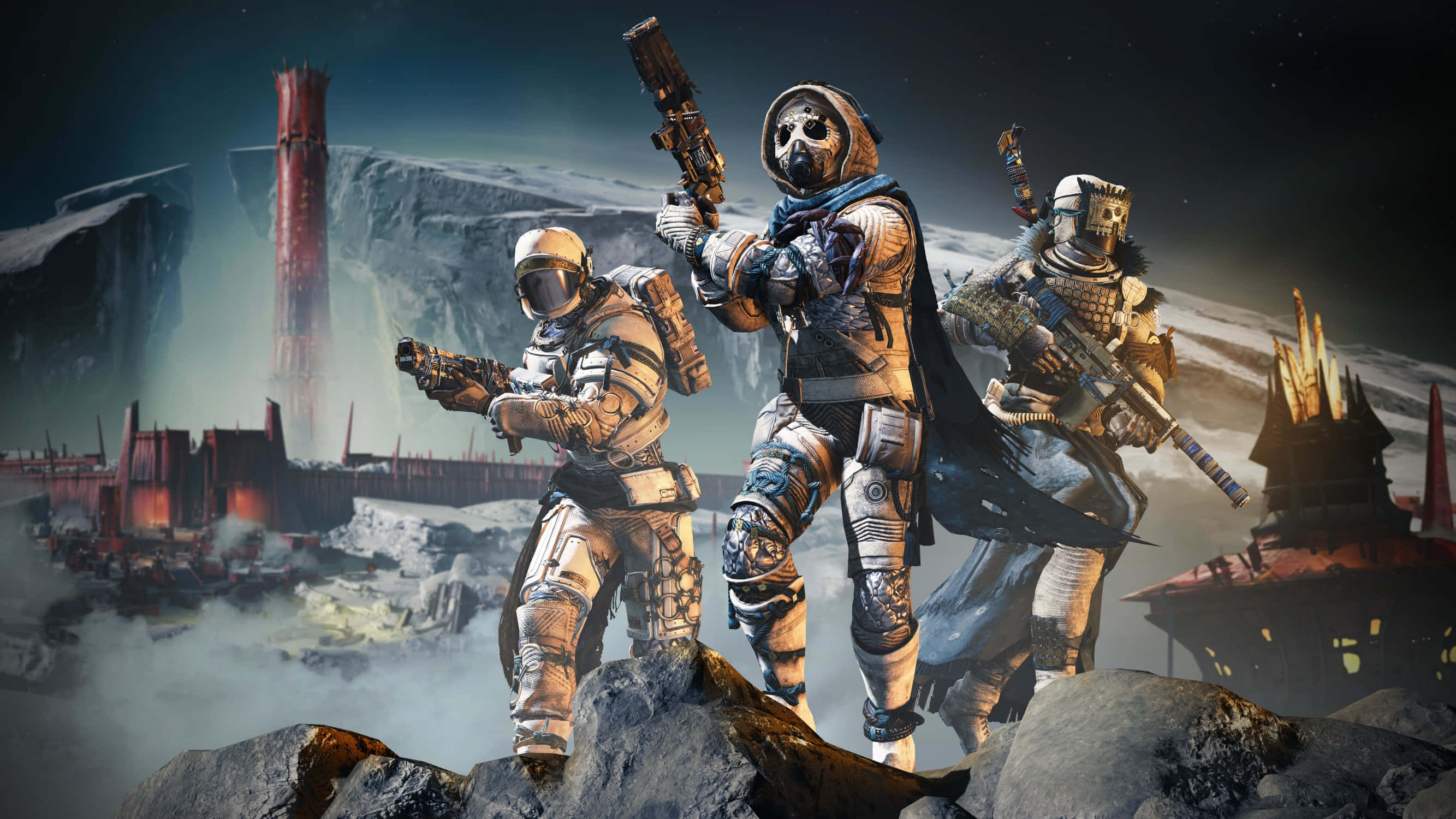 Destiny 2, space soldiers, rocky terrain, 2K Desktop Wallpaper