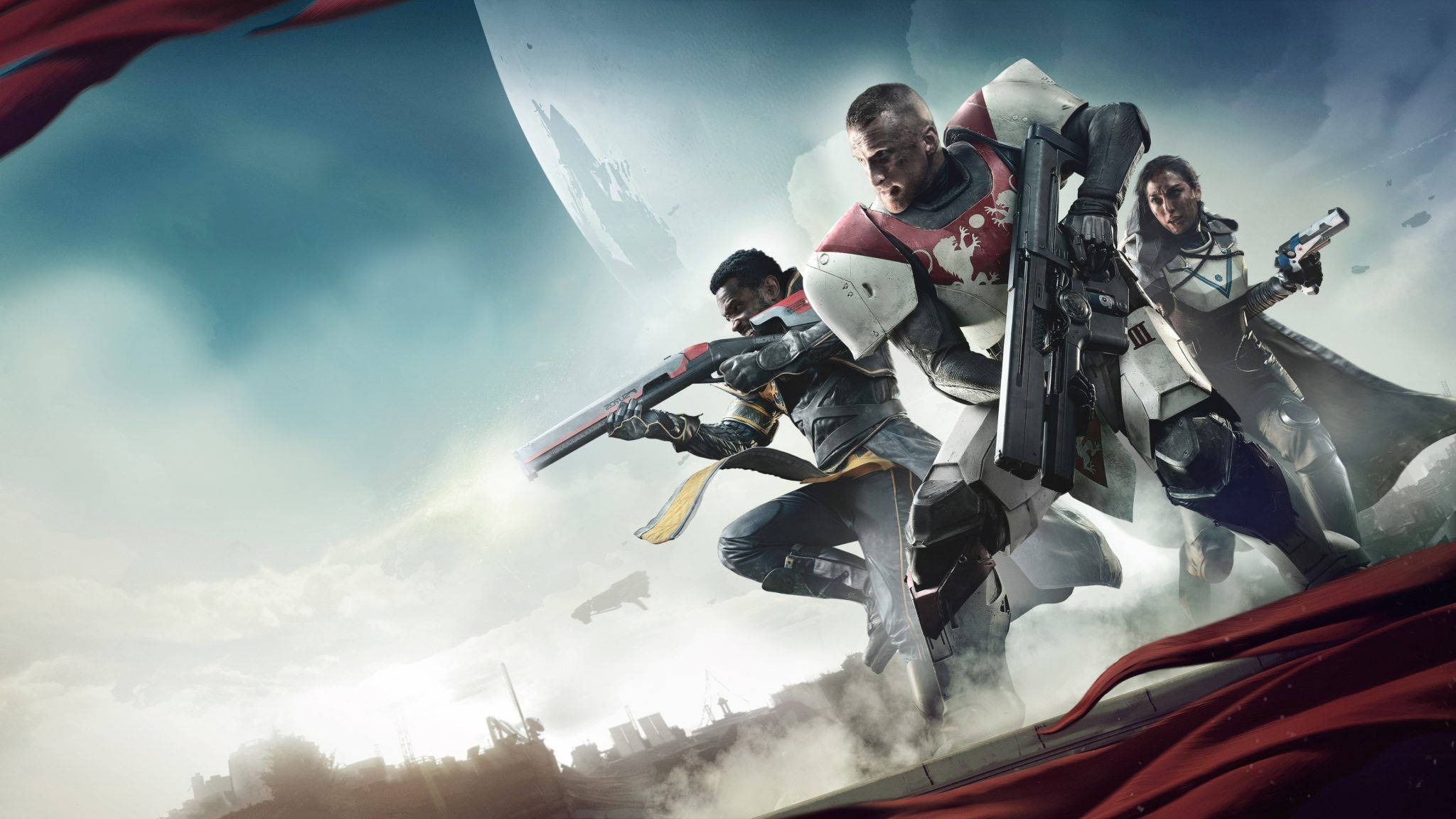 Destiny 2, armored warriors, futuristic weapons, Full HD Desktop Wallpaper