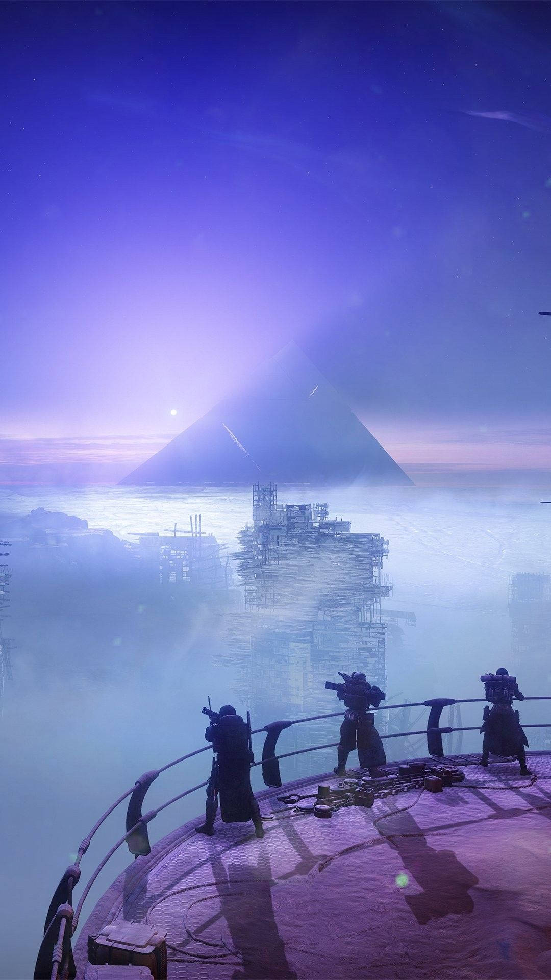 Destiny 2, curved platform, misty futuristic city, Full HD Phone Wallpaper
