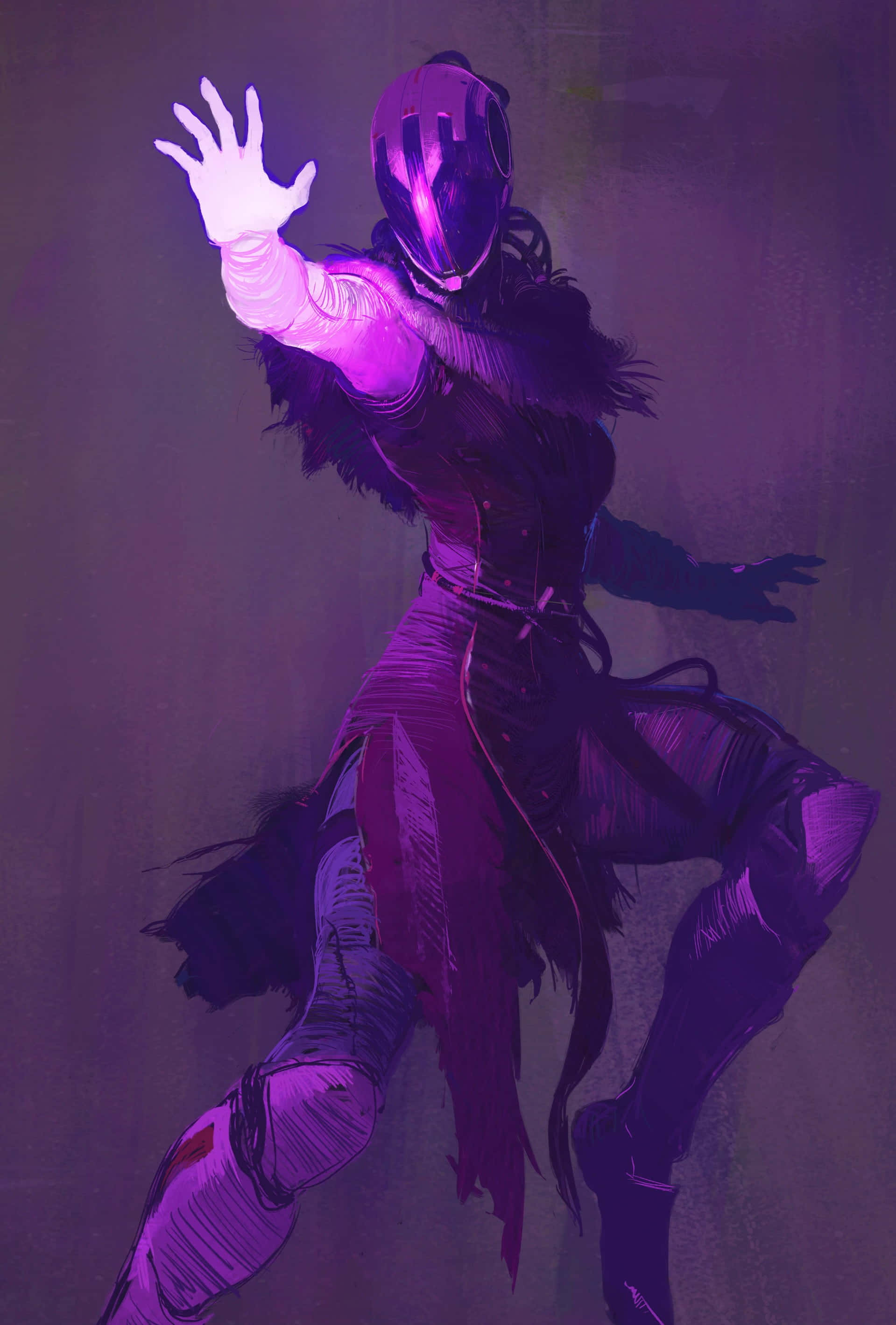 Destiny 2, purple armor, glowing hand, 2K Phone Wallpaper