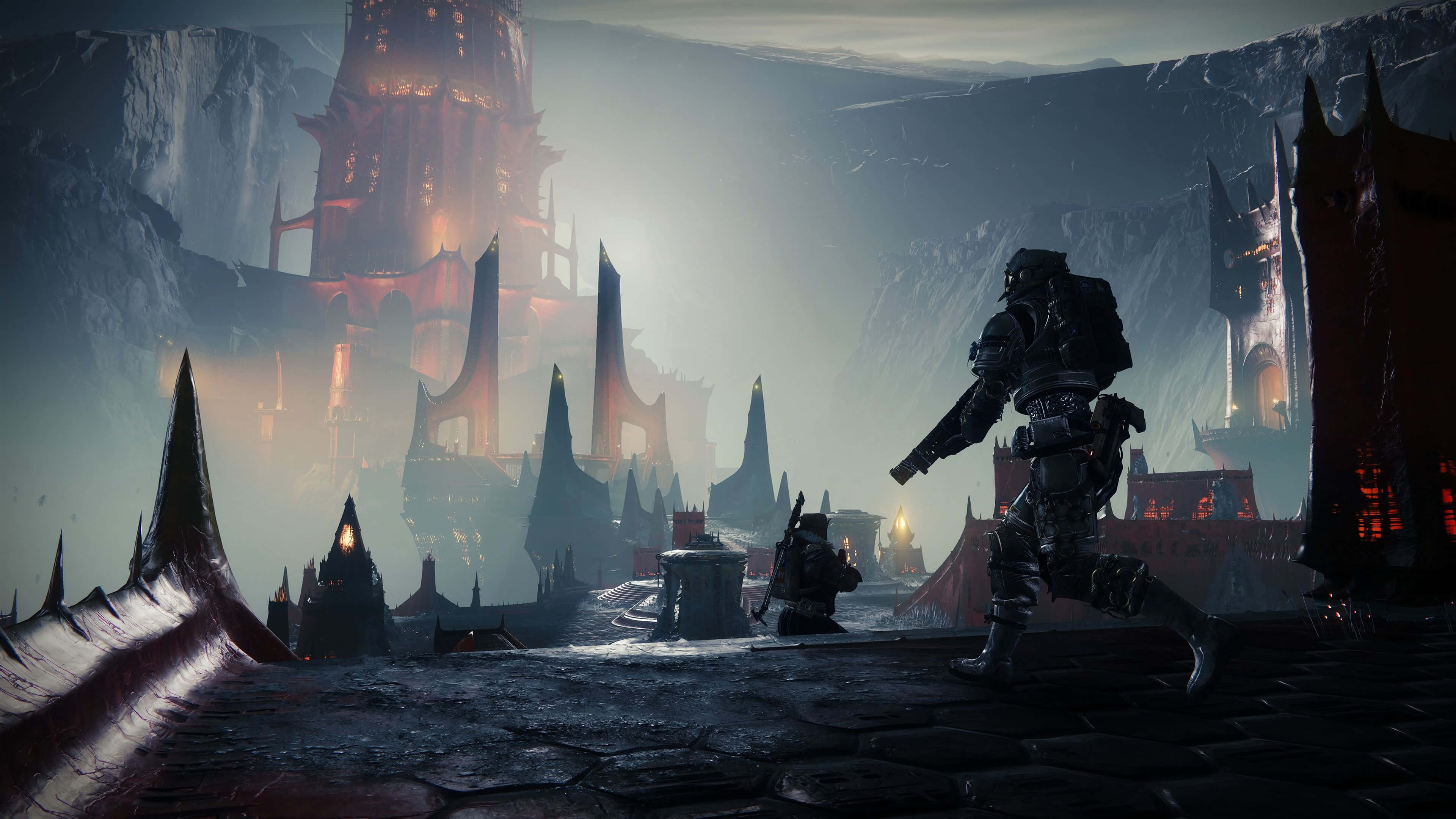 Destiny 2, armored soldier, misty ruin, 4K Desktop Wallpaper