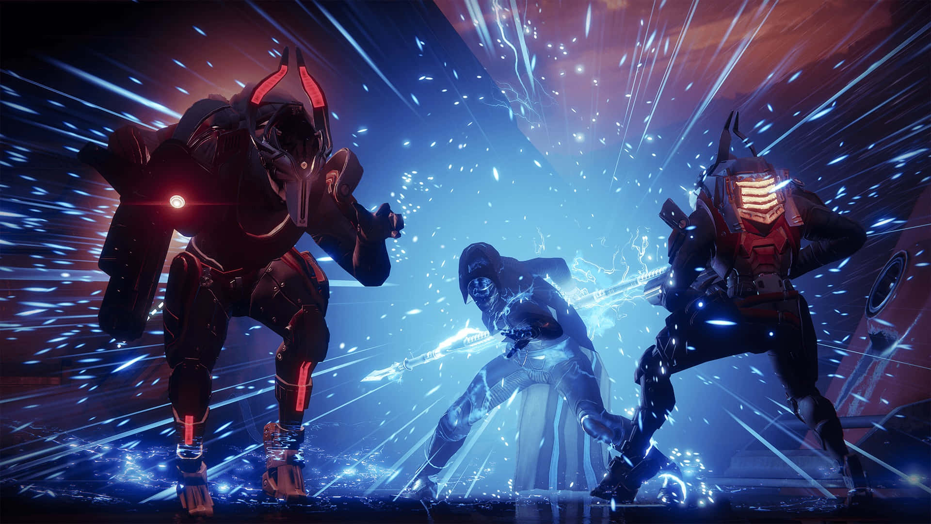 Destiny 2 Xur, glowing blue energy burst, cosmic starfield backdrop, Full HD Desktop Wallpaper