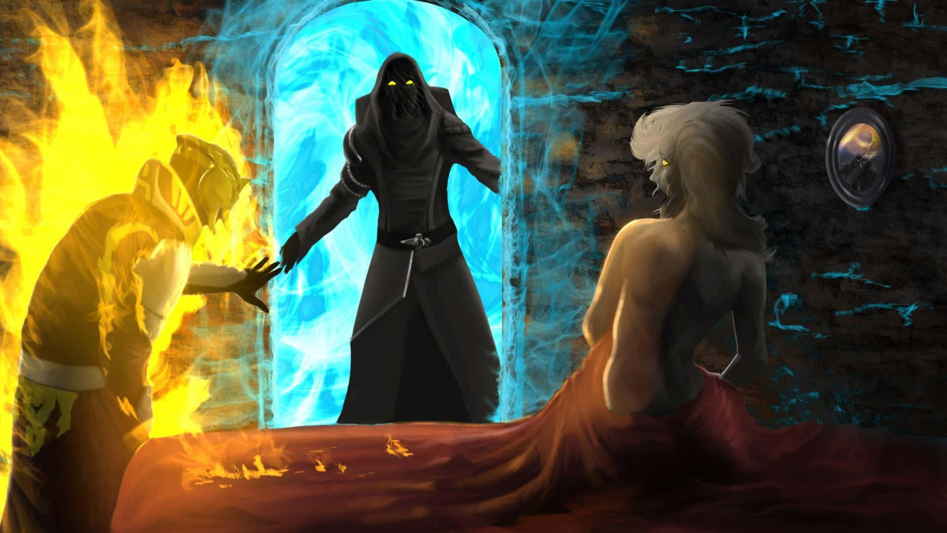 Destiny 2, Xur, fiery blue doorway, Full HD Desktop Wallpaper