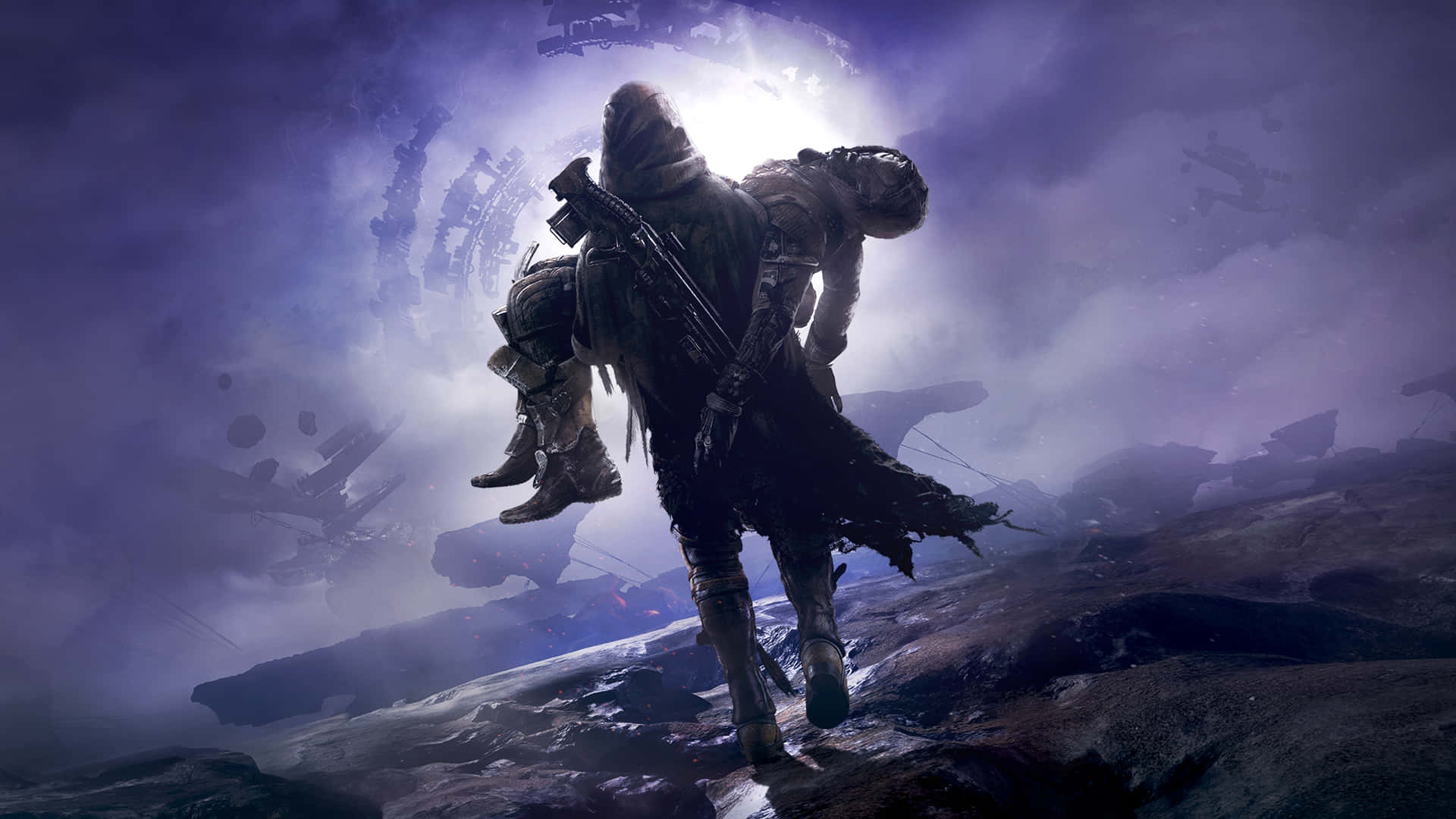 Destiny 2, warrior, shattered alien landscape, Full HD Desktop Wallpaper