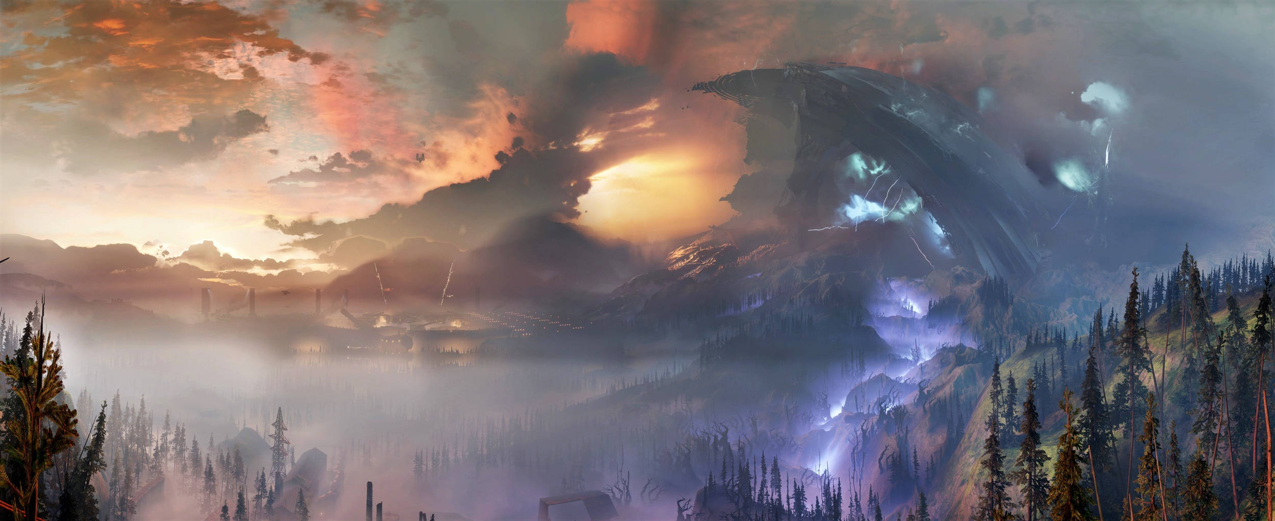 Destiny 2, sunset, mystical mountain landscape, Full HD Desktop Wallpaper