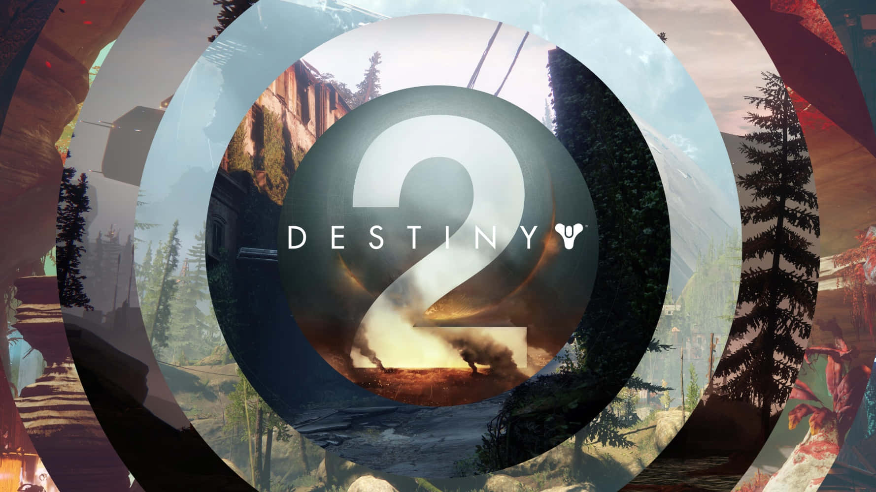 Destiny 2, logo, concentric rings, HD Desktop Wallpaper