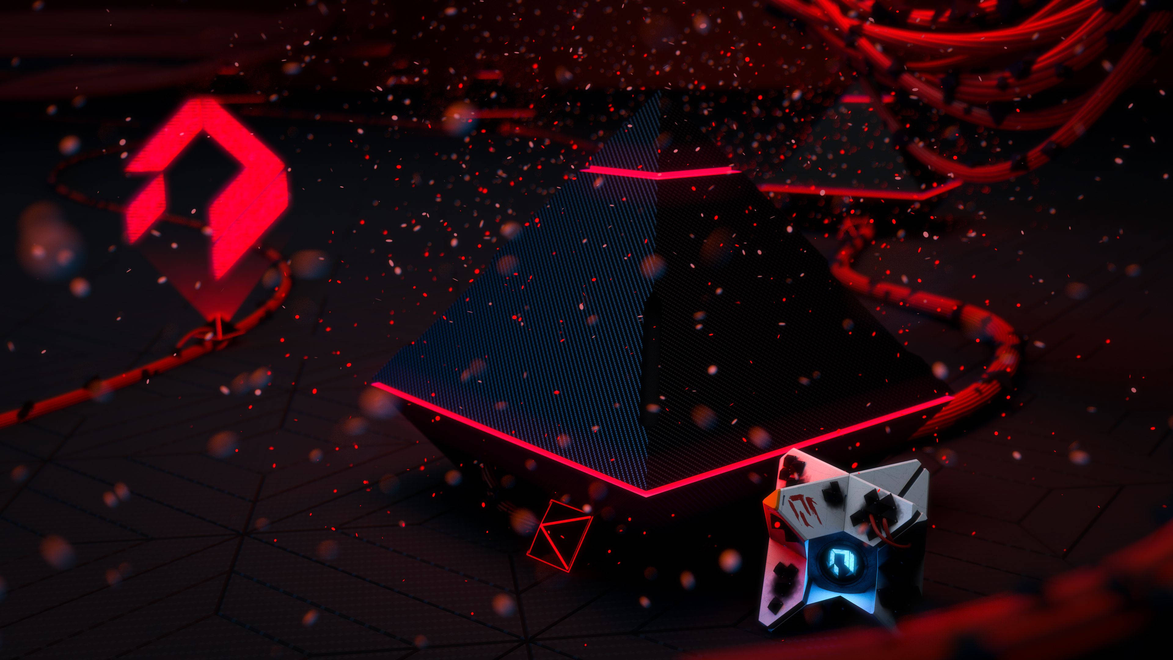 Destiny 4K, destroyed ghost, futuristic black pyramid, 4K Desktop Wallpaper