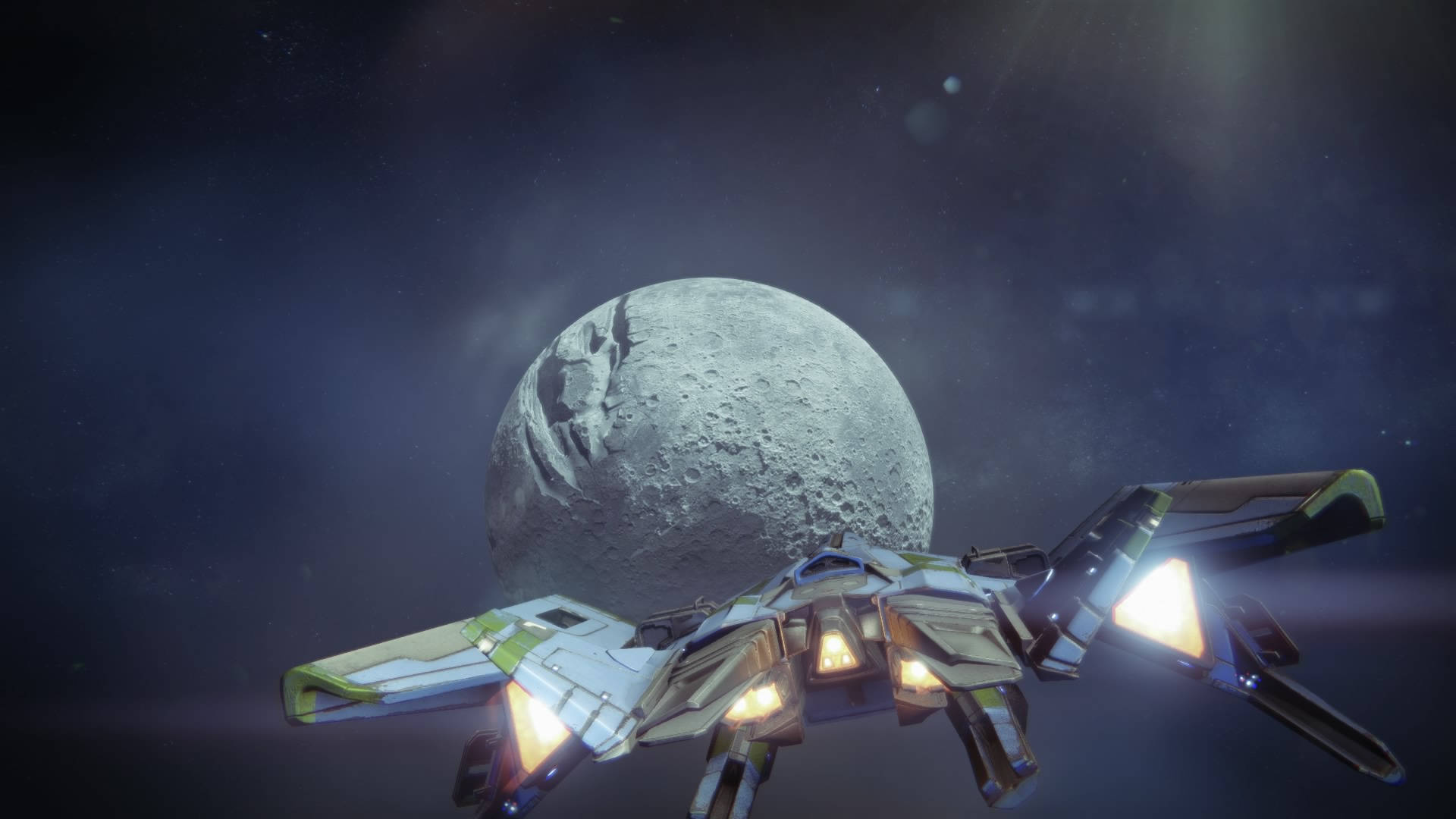 Destiny 4K, towards the moon, sleek futuristic spaceship, Full HD Desktop Wallpaper