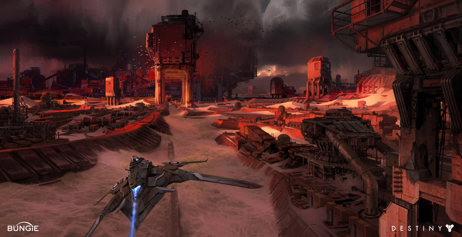 Destiny 4K, factory planet, futuristic warship, Full HD Desktop Wallpaper