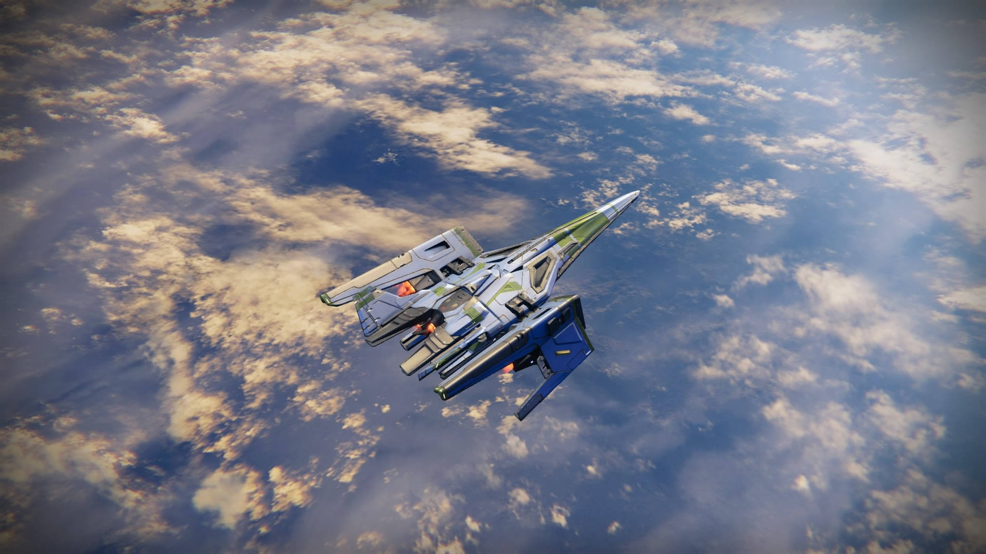 Destiny 4K, cloudy atmosphere, futuristic fighter jet, Full HD Desktop Wallpaper