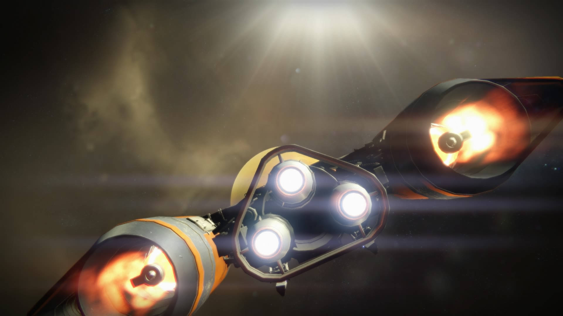Destiny 4K, fiery boosters, cosmic nebula, Full HD Desktop Wallpaper