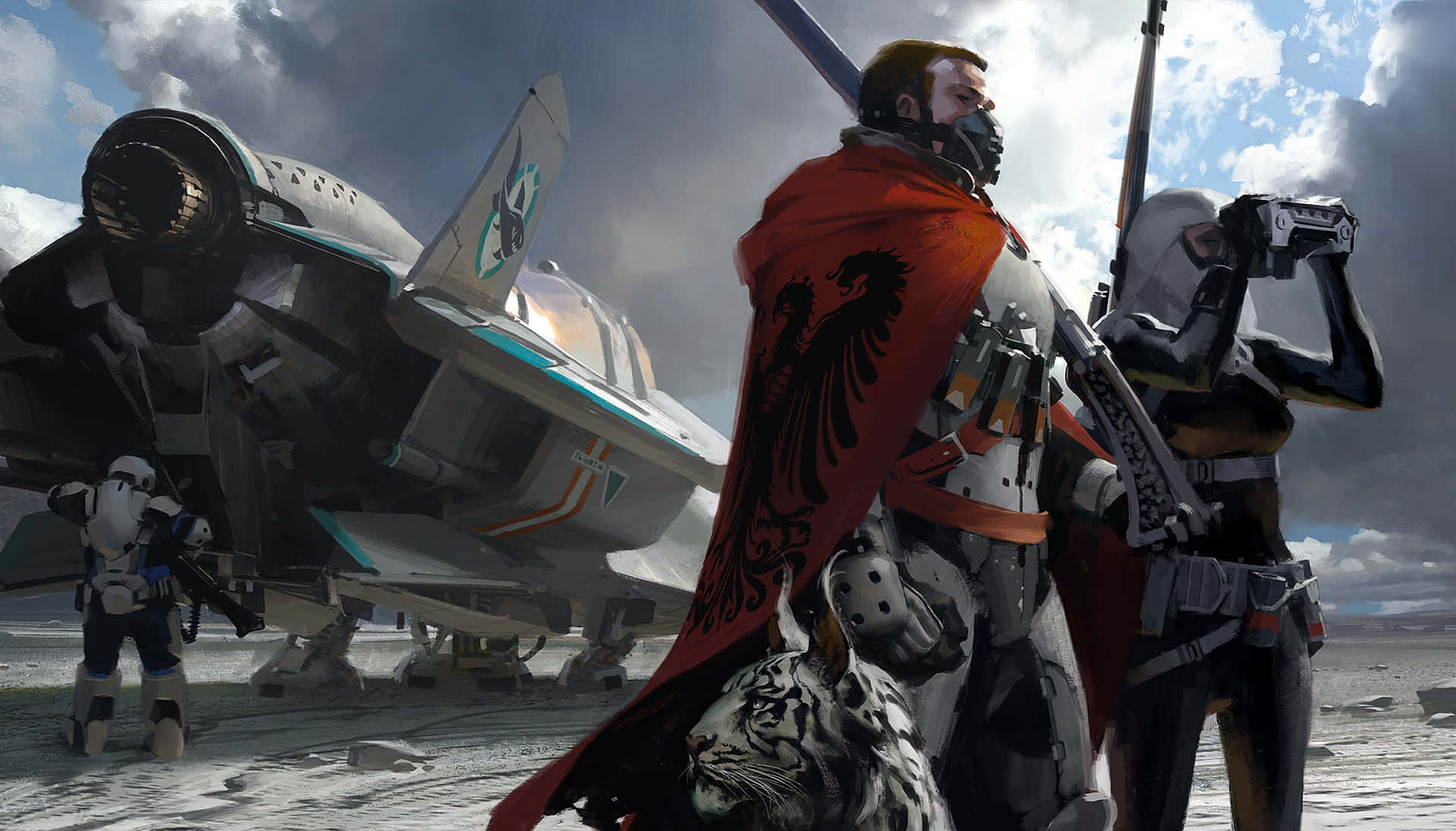 Destiny Characters, red cloak, futuristic jet, Full HD Desktop Wallpaper